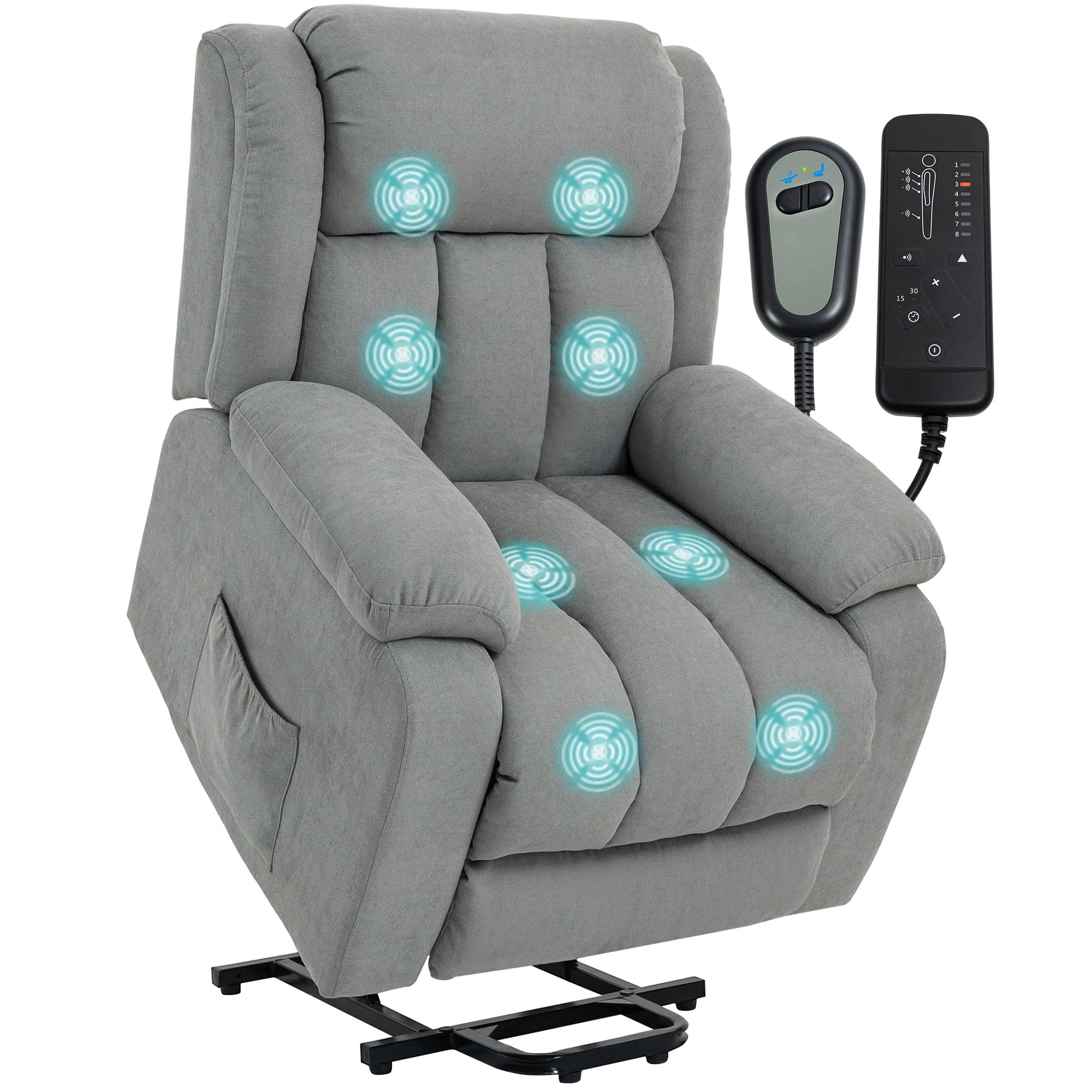 HOMCOM Power Lift Recliner Chair For Elderly With Massage, Light Grey