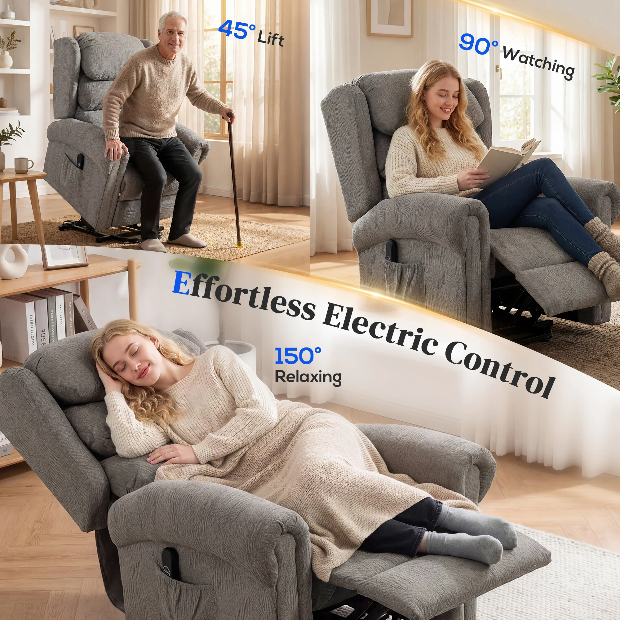 HOMCOM Power Lift Recliner Chair For Elderly With Remote Control, Dark Grey - Image 4