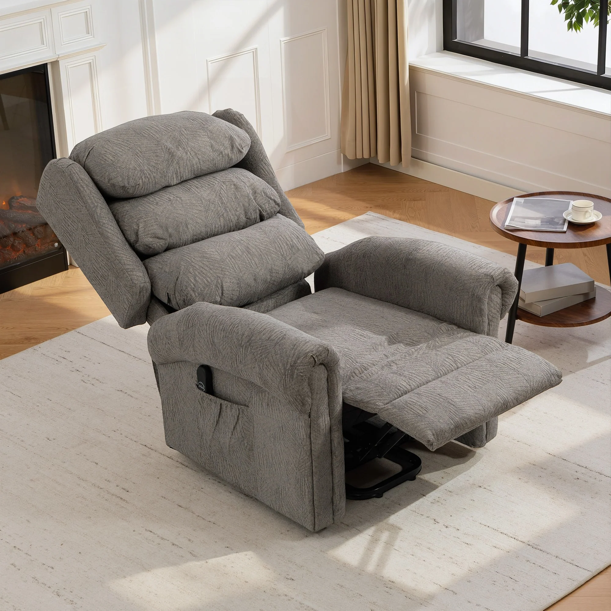 HOMCOM Power Lift Recliner Chair For Elderly With Remote Control, Dark Grey - Image 7