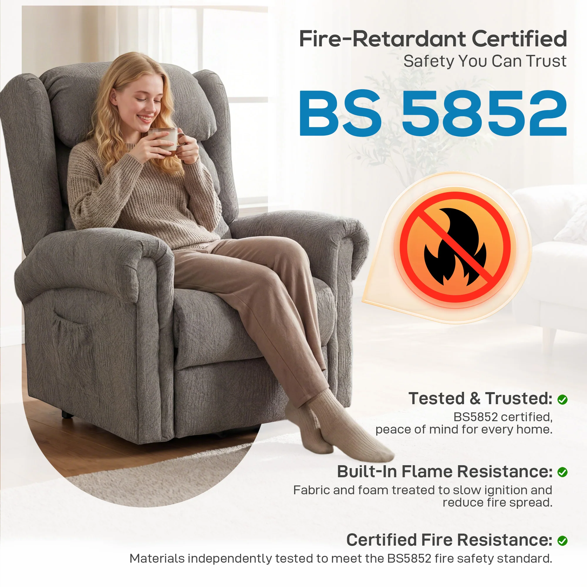 HOMCOM Power Lift Recliner Chair For Elderly With Remote Control, Dark Grey - Image 9