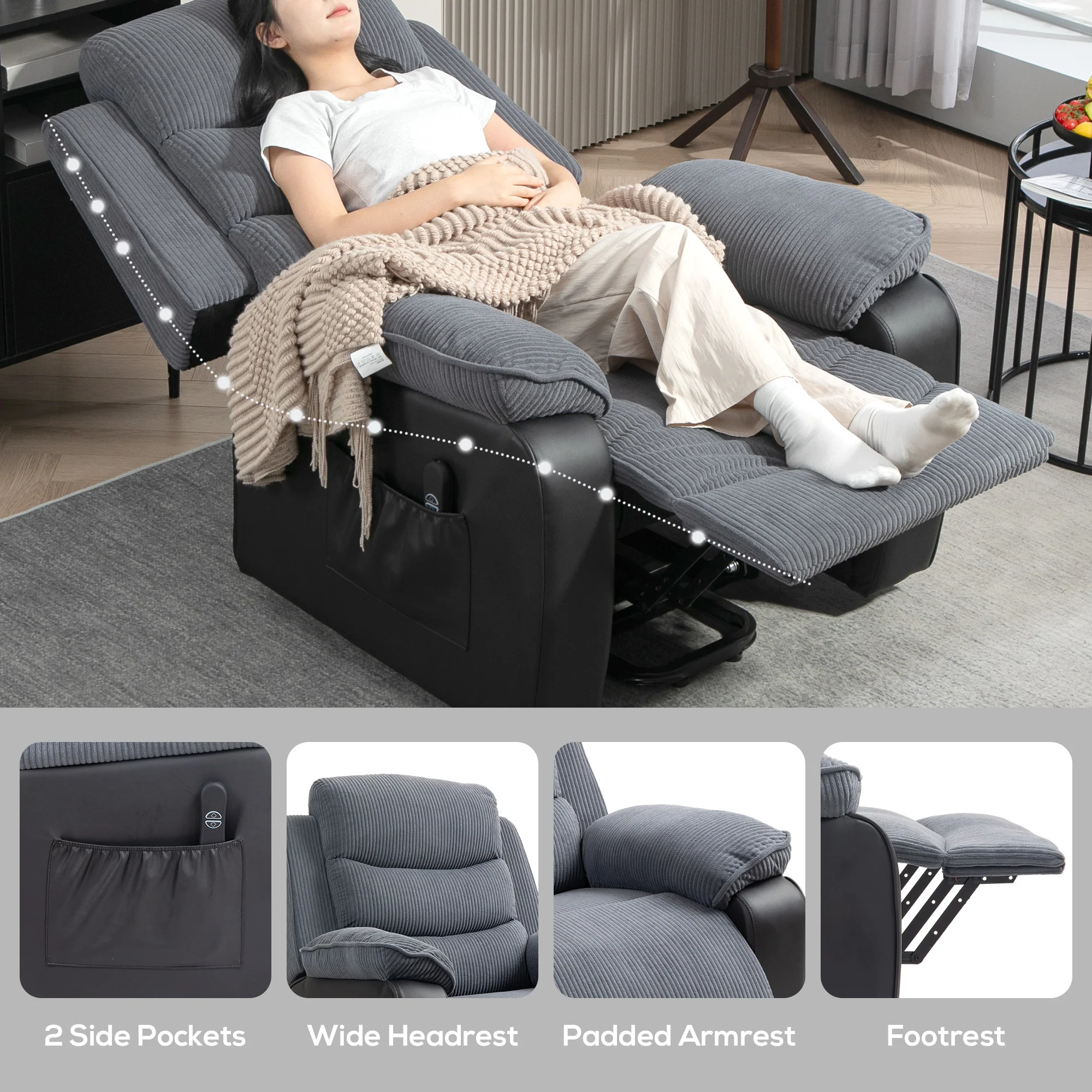 HOMCOM Power Lift Riser and Recliner Chair with Remote Control - Image 16