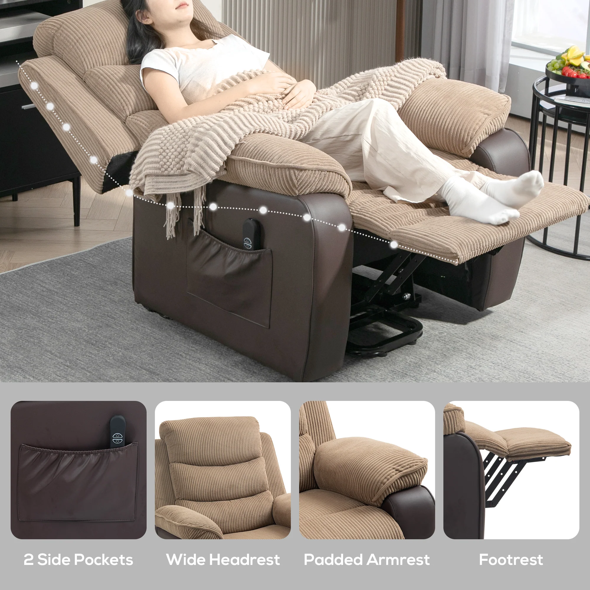 HOMCOM Power Lift Riser and Recliner Chair with Remote Control - Image 7