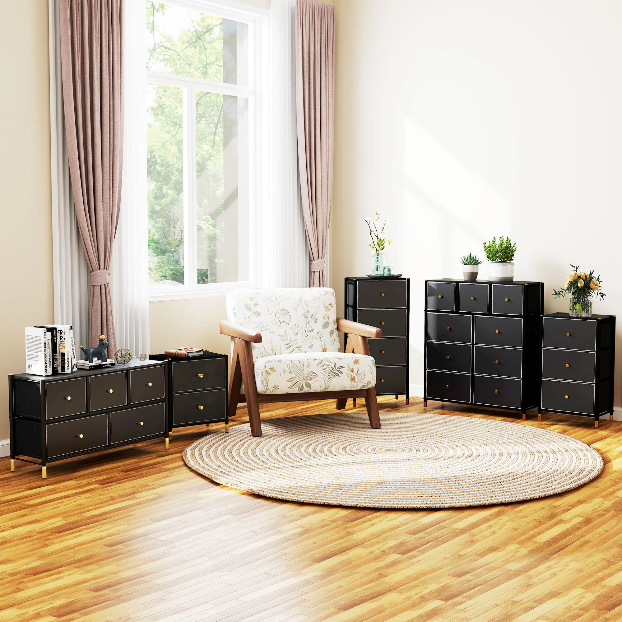 HOMCOM PU Leather Bedside Table With 2 Drawers And Steel Legs, Black - Image 10