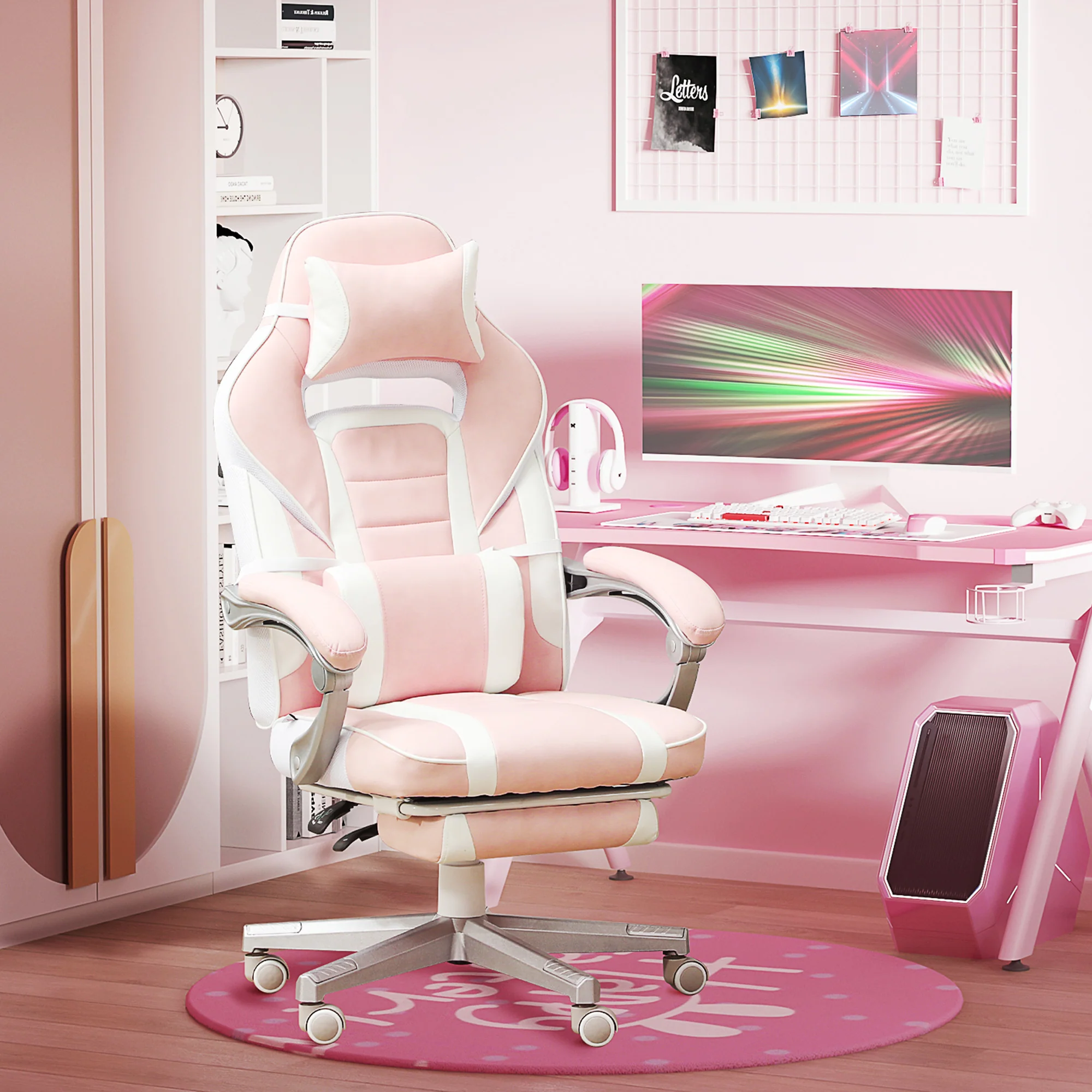 HOMCOM PU Leather Gaming Chair with Footrest 150 Degree Reclining Back - Image 2