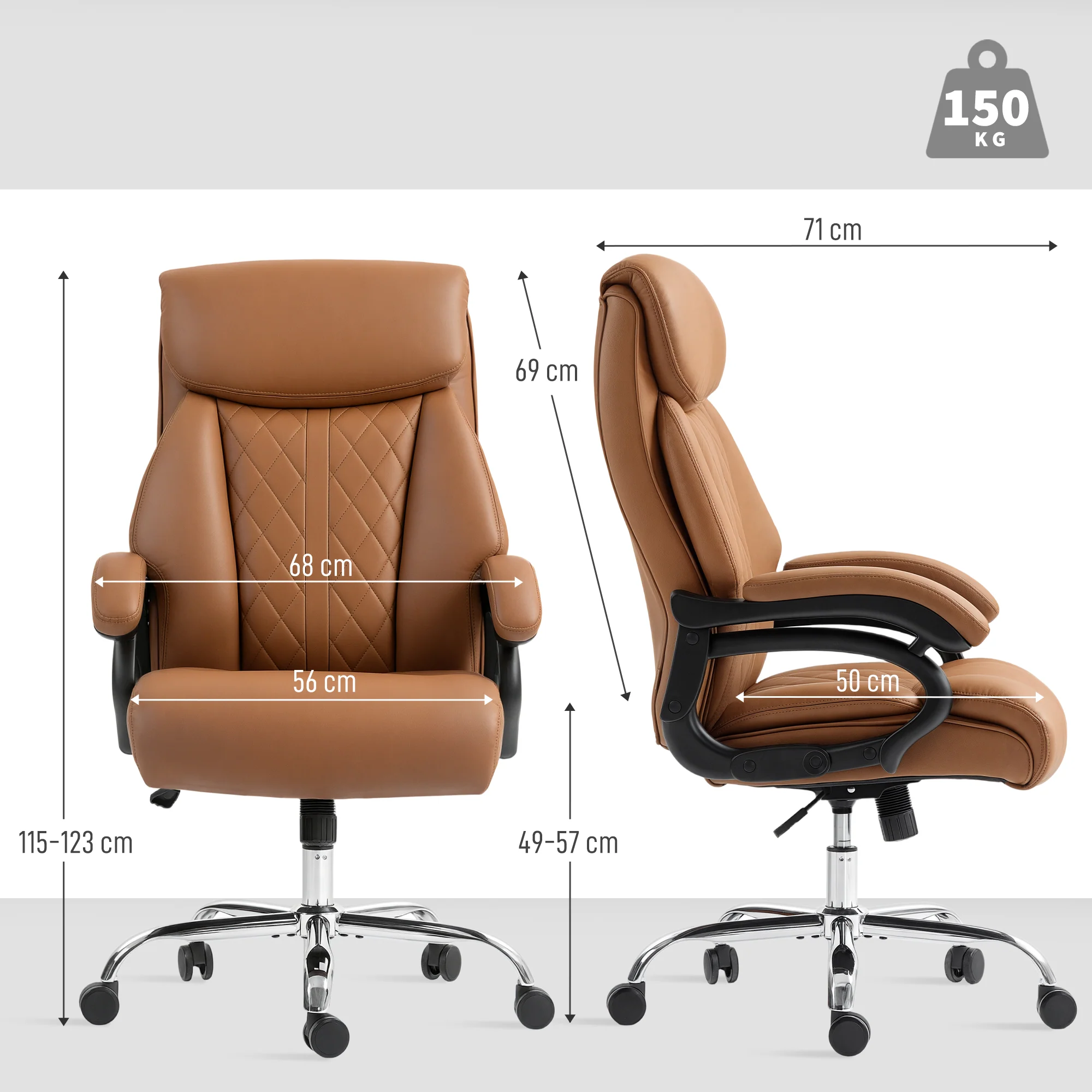HOMCOM PU Leather Office Chair With Spring Padding Swivel Wheels - Image 14