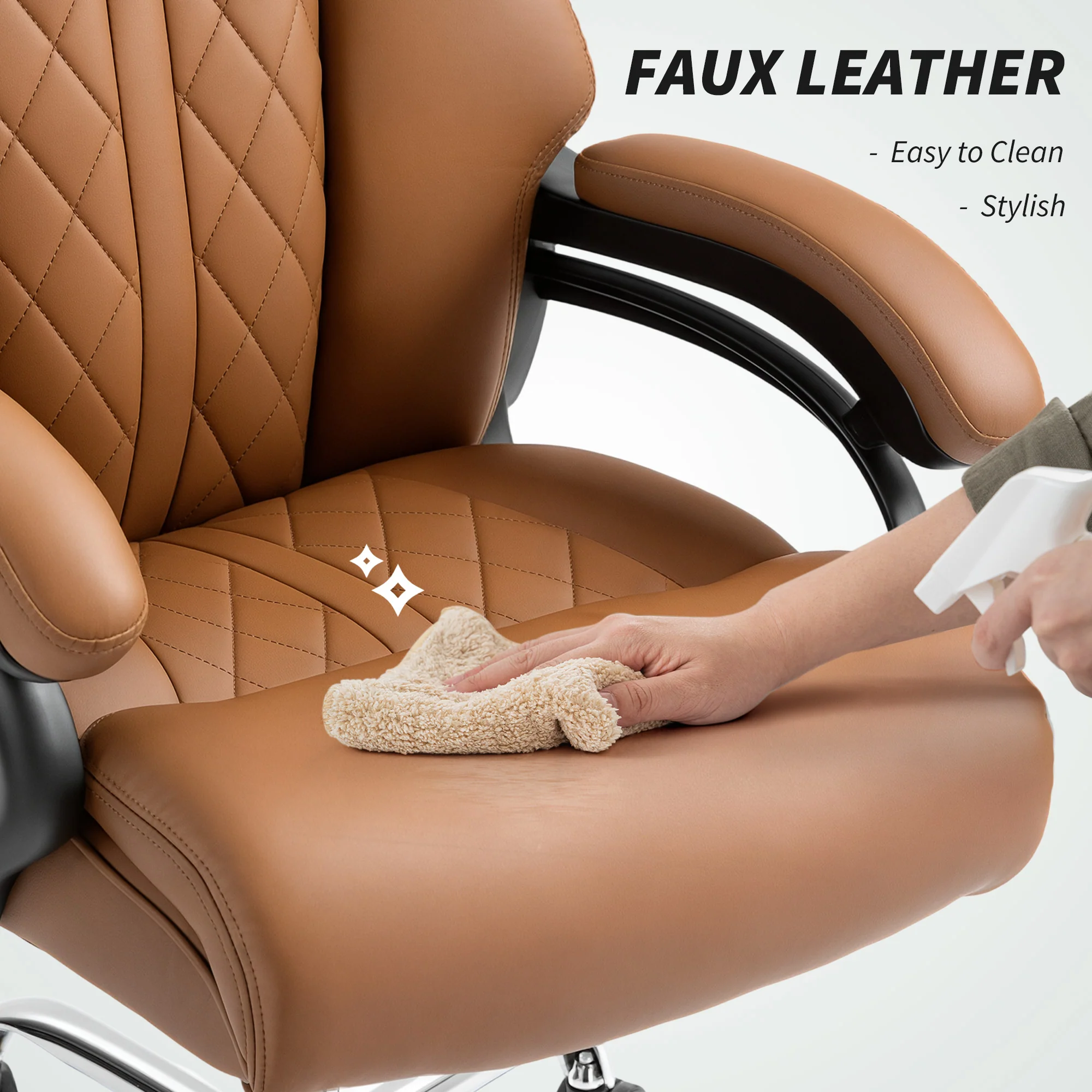 HOMCOM PU Leather Office Chair With Spring Padding Swivel Wheels - Image 16