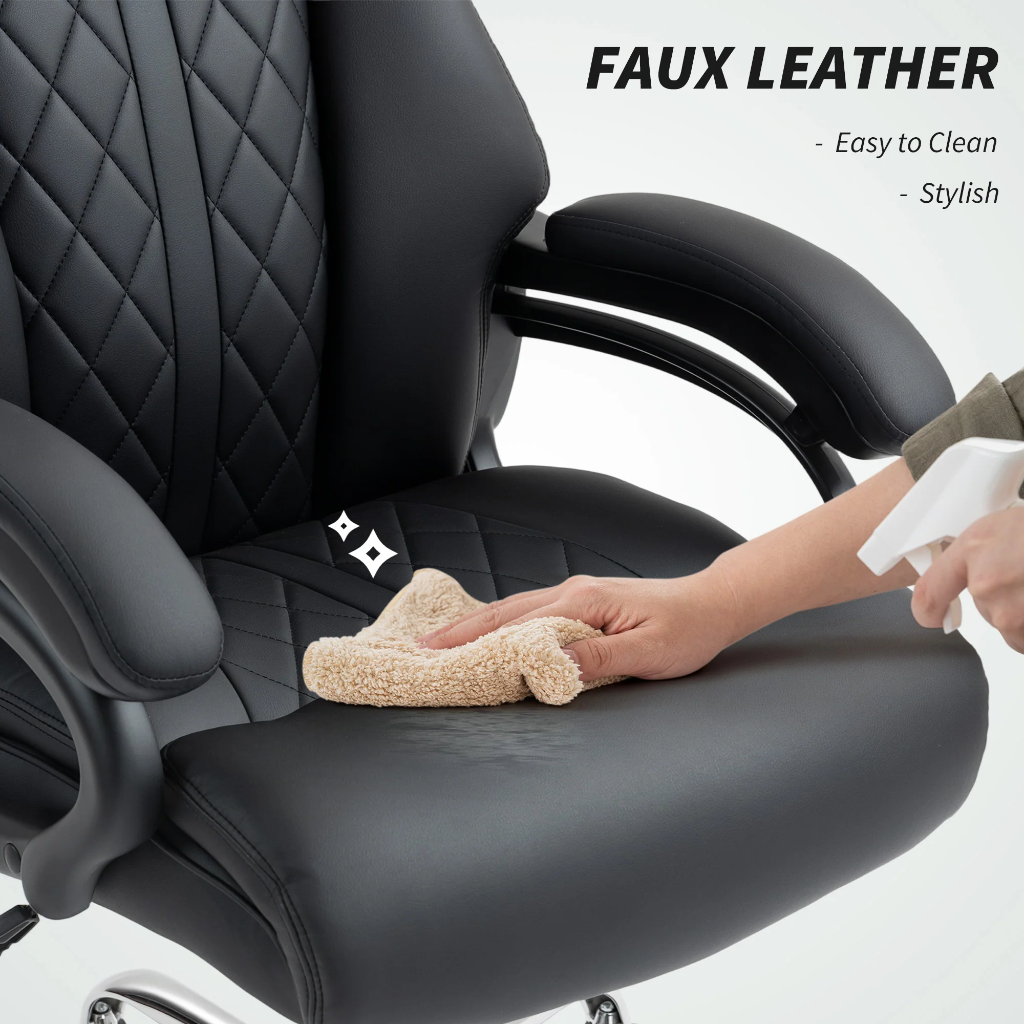HOMCOM PU Leather Office Chair With Spring Padding Swivel Wheels - Image 7
