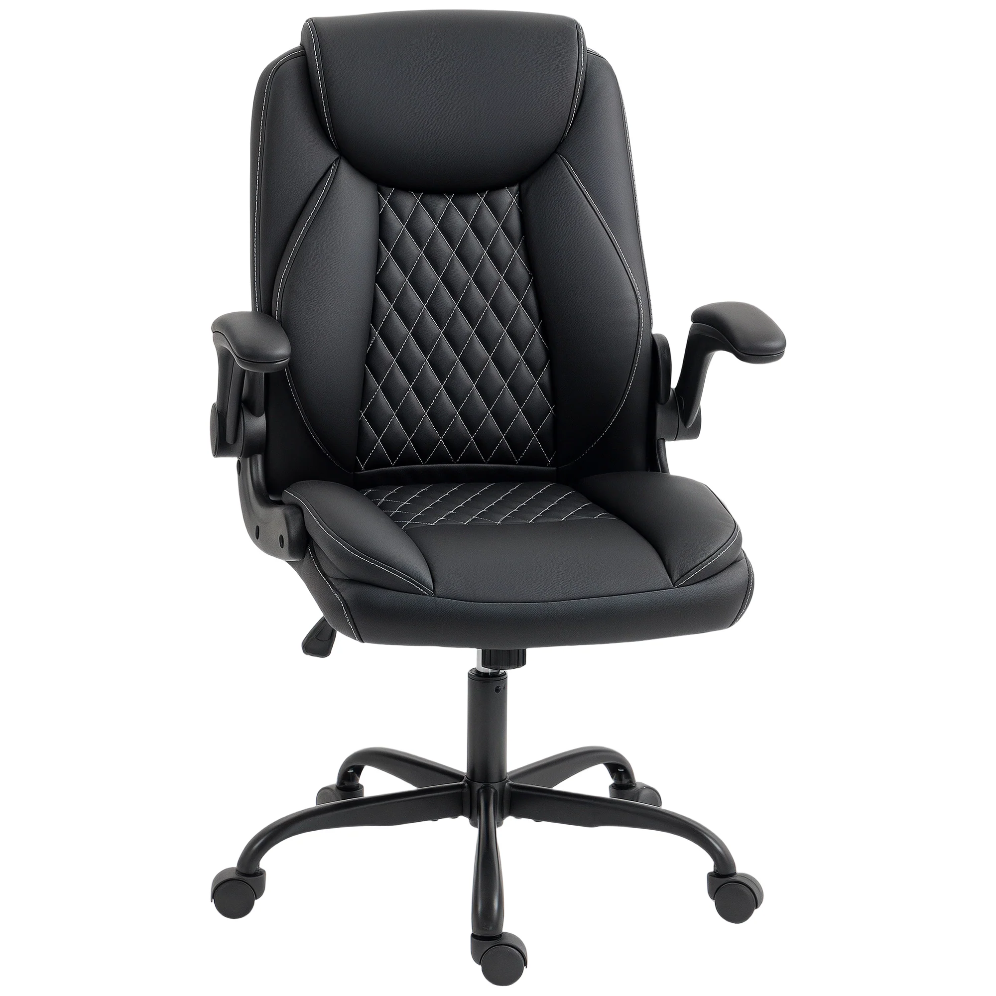 HOMCOM PU Leather Office Desk Chair With Thick Cushion