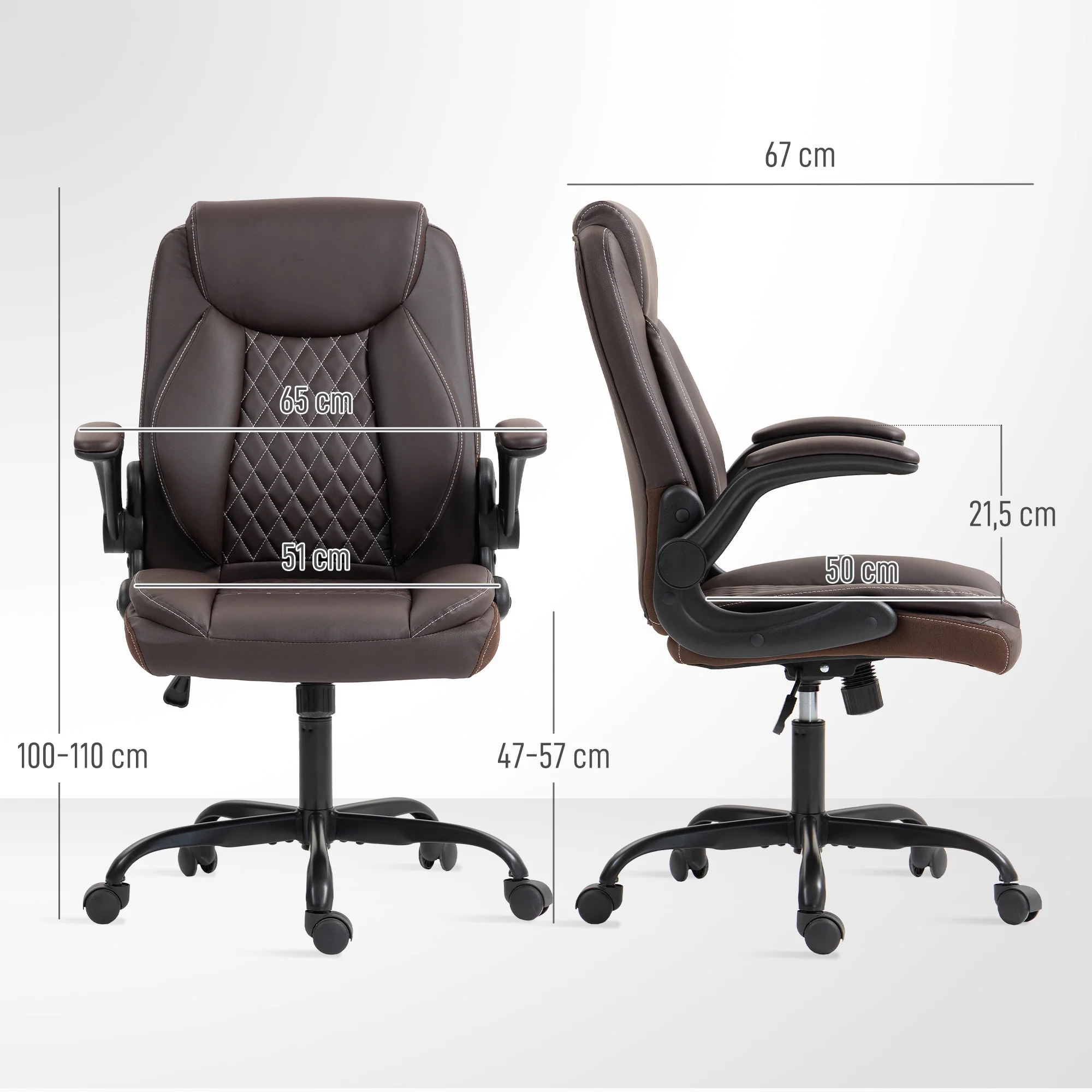 HOMCOM PU Leather Office Desk Chair With Thick Cushion - Image 14
