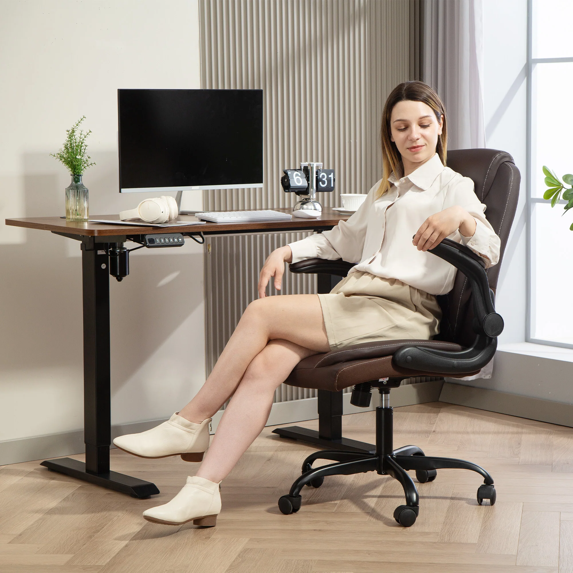 HOMCOM PU Leather Office Desk Chair With Thick Cushion - Image 17