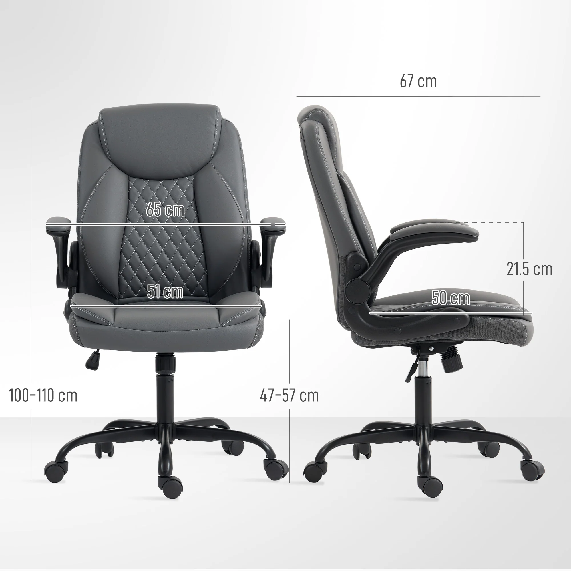 HOMCOM PU Leather Office Desk Chair With Thick Cushion - Image 23