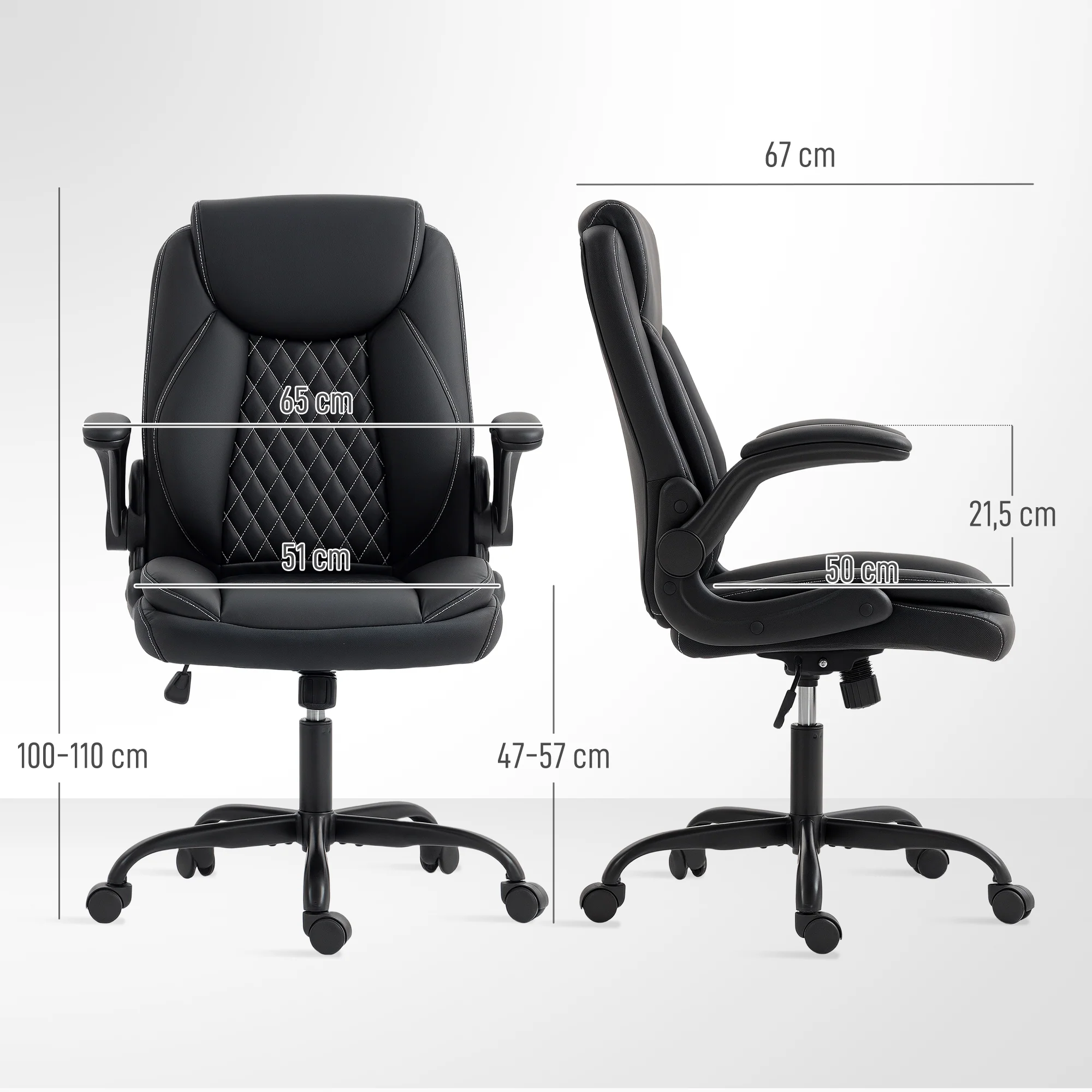 HOMCOM PU Leather Office Desk Chair With Thick Cushion - Image 5