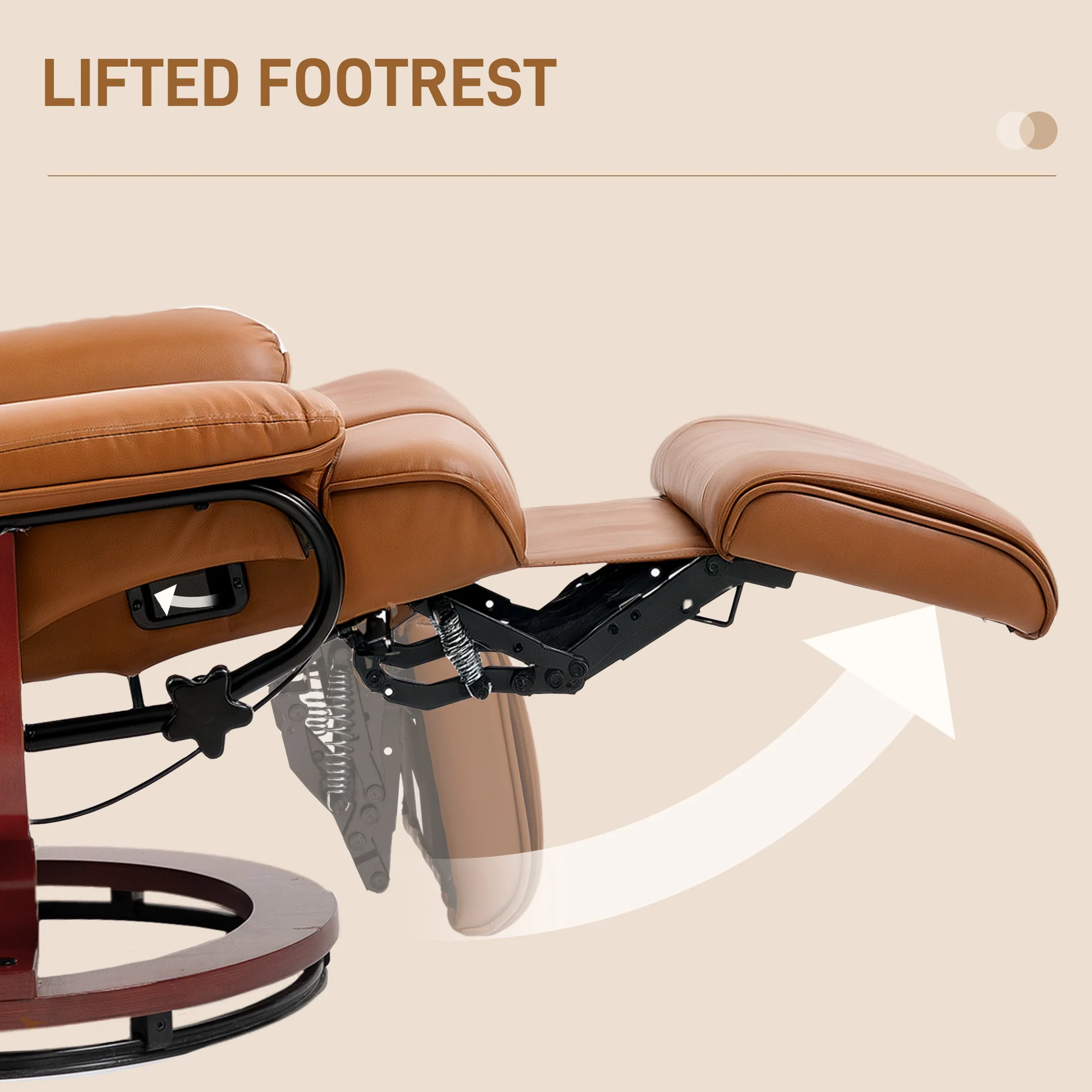 HOMCOM PU Leather Reclining Armchair with Footrest for Living Room - Image 13