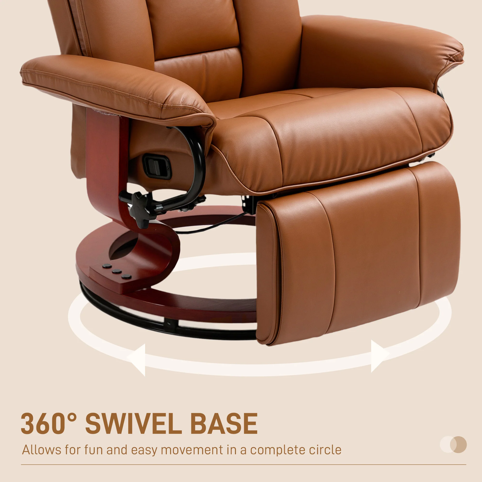 HOMCOM PU Leather Reclining Armchair with Footrest for Living Room - Image 15