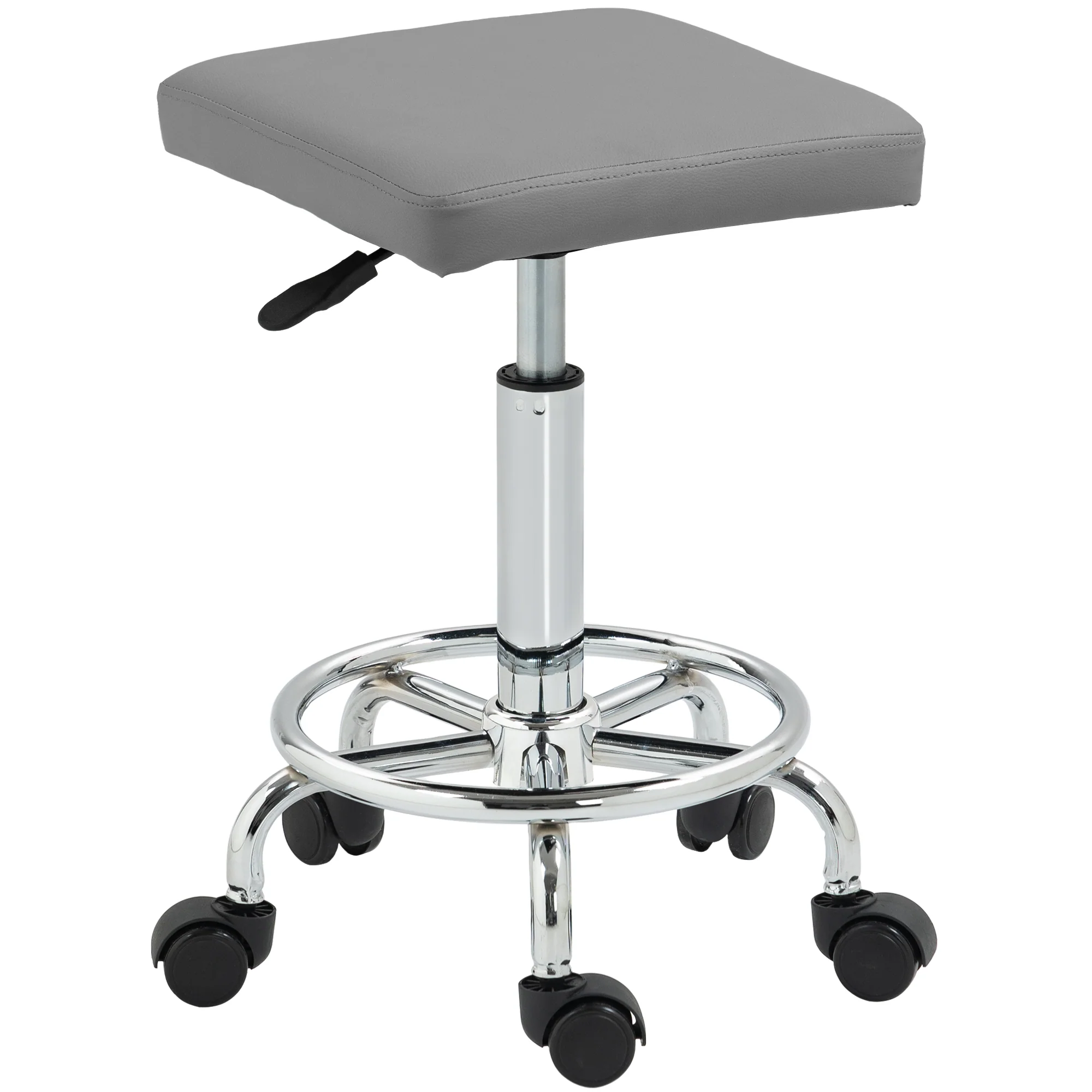HOMCOM PU Leather Rolling Stool, Height Adjustable Salon Chair - Image 10