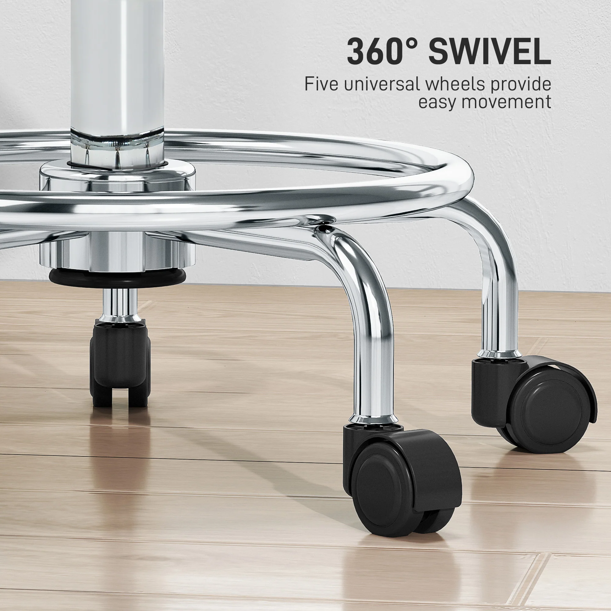 HOMCOM PU Leather Rolling Stool, Height Adjustable Salon Chair - Image 15