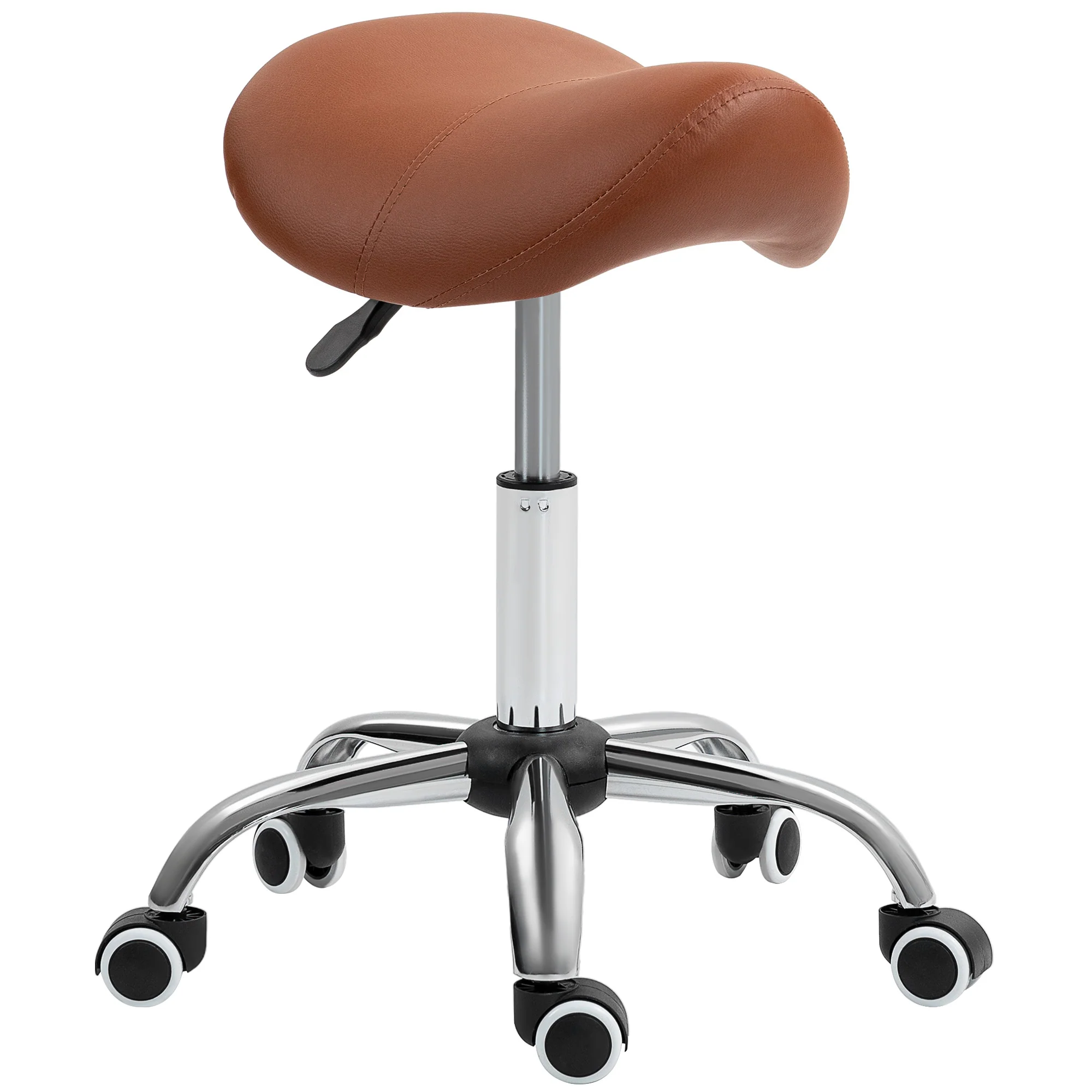 HOMCOM PU Leather Saddle Stool W/ Moulded Padded Seat Adjustable Height - Image 10