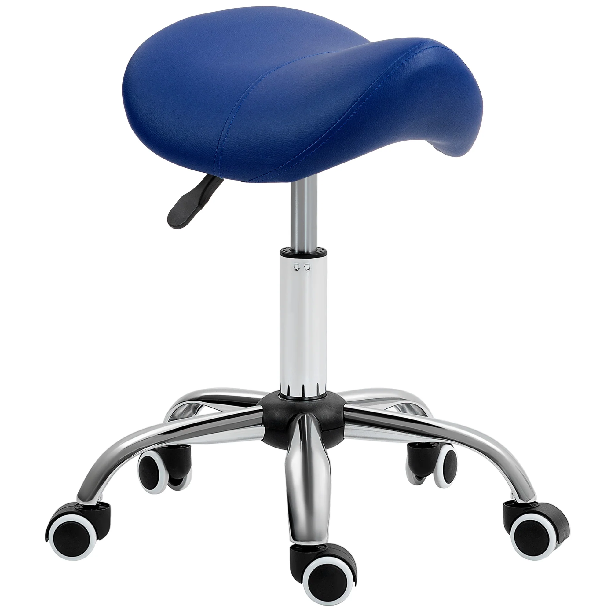 HOMCOM PU Leather Saddle Stool W/ Moulded Padded Seat Adjustable Height - Image 18
