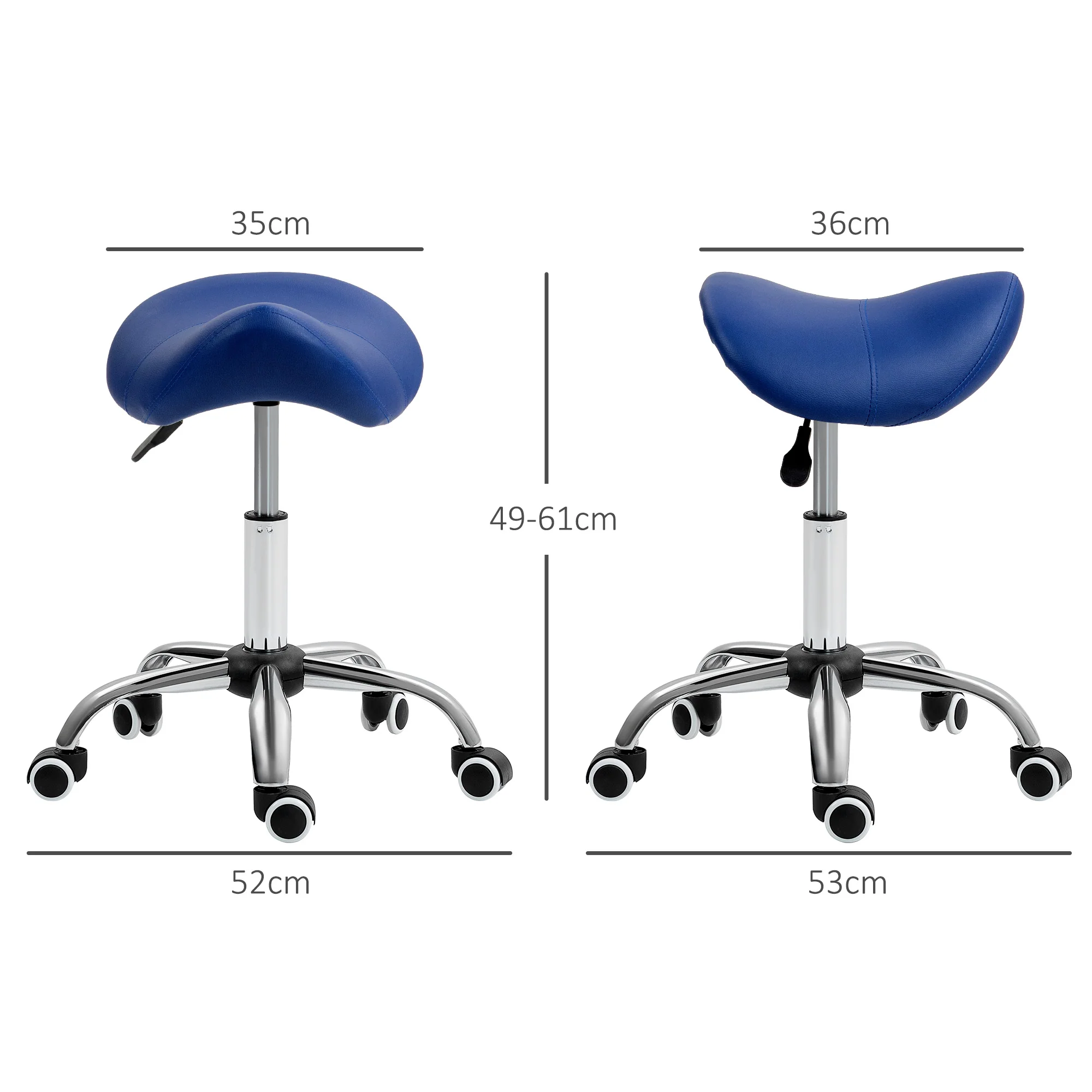 HOMCOM PU Leather Saddle Stool W/ Moulded Padded Seat Adjustable Height - Image 22
