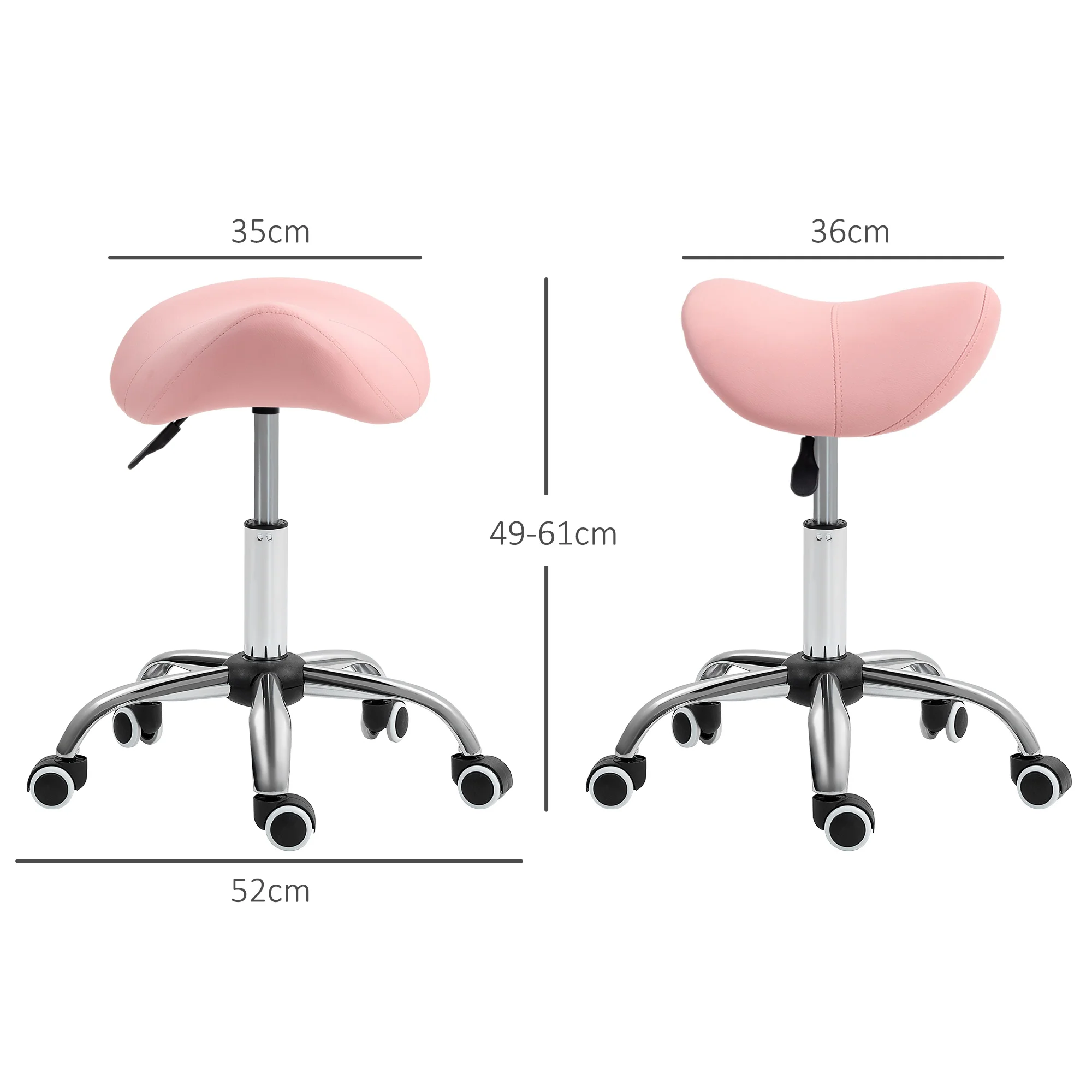 HOMCOM PU Leather Saddle Stool W/ Moulded Padded Seat Adjustable Height - Image 5