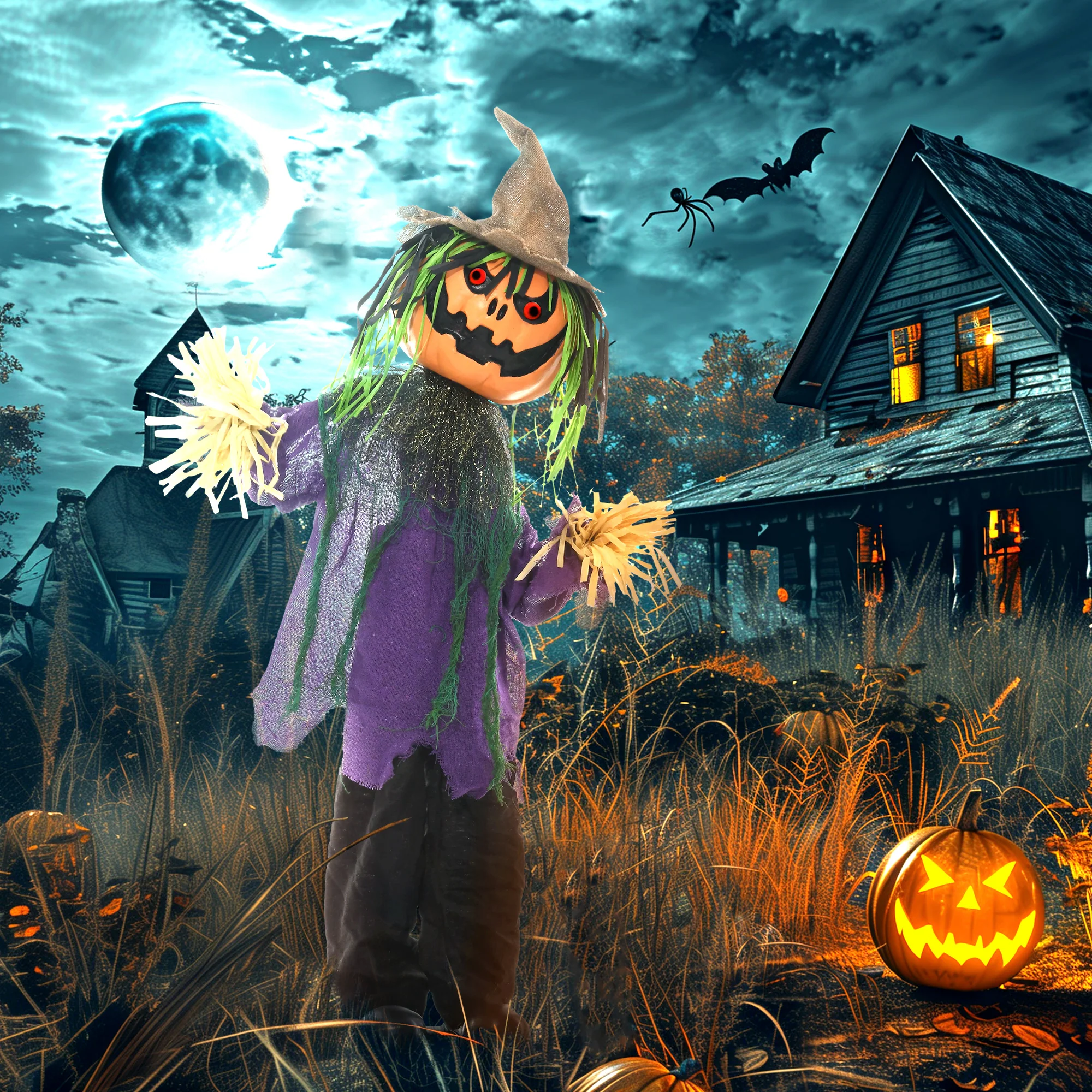 HOMCOM Pumpkin Halloween Animatronic Prop for Indoor Outdoor Decoration - Image 2