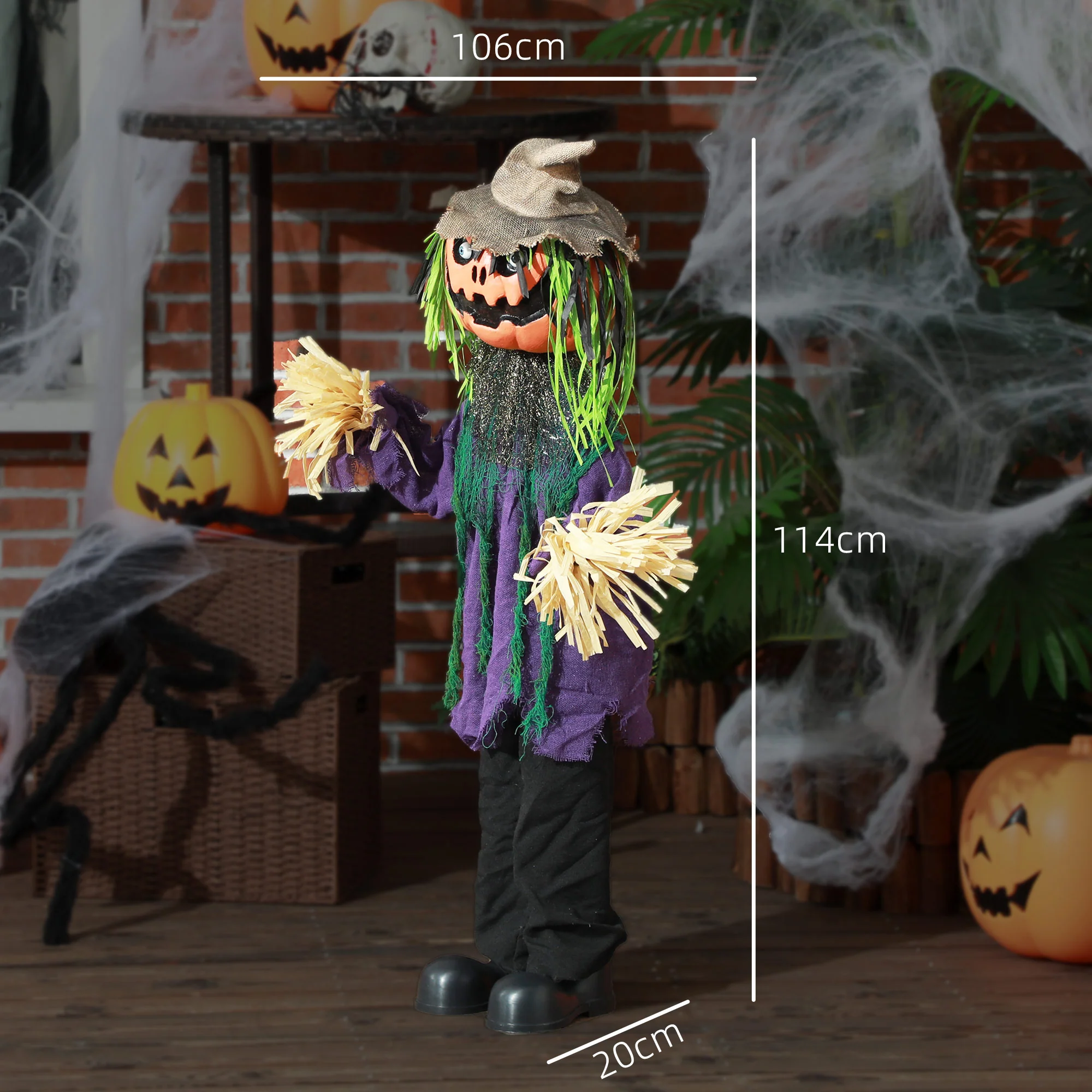HOMCOM Pumpkin Halloween Animatronic Prop for Indoor Outdoor Decoration - Image 3