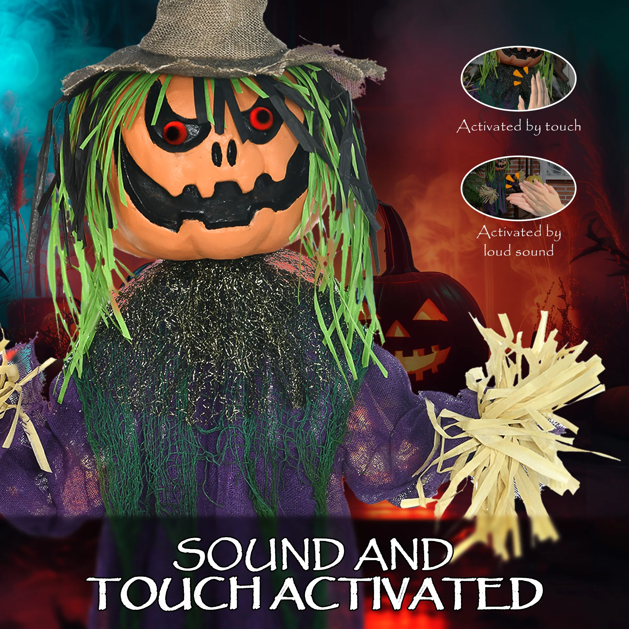 HOMCOM Pumpkin Halloween Animatronic Prop for Indoor Outdoor Decoration - Image 6