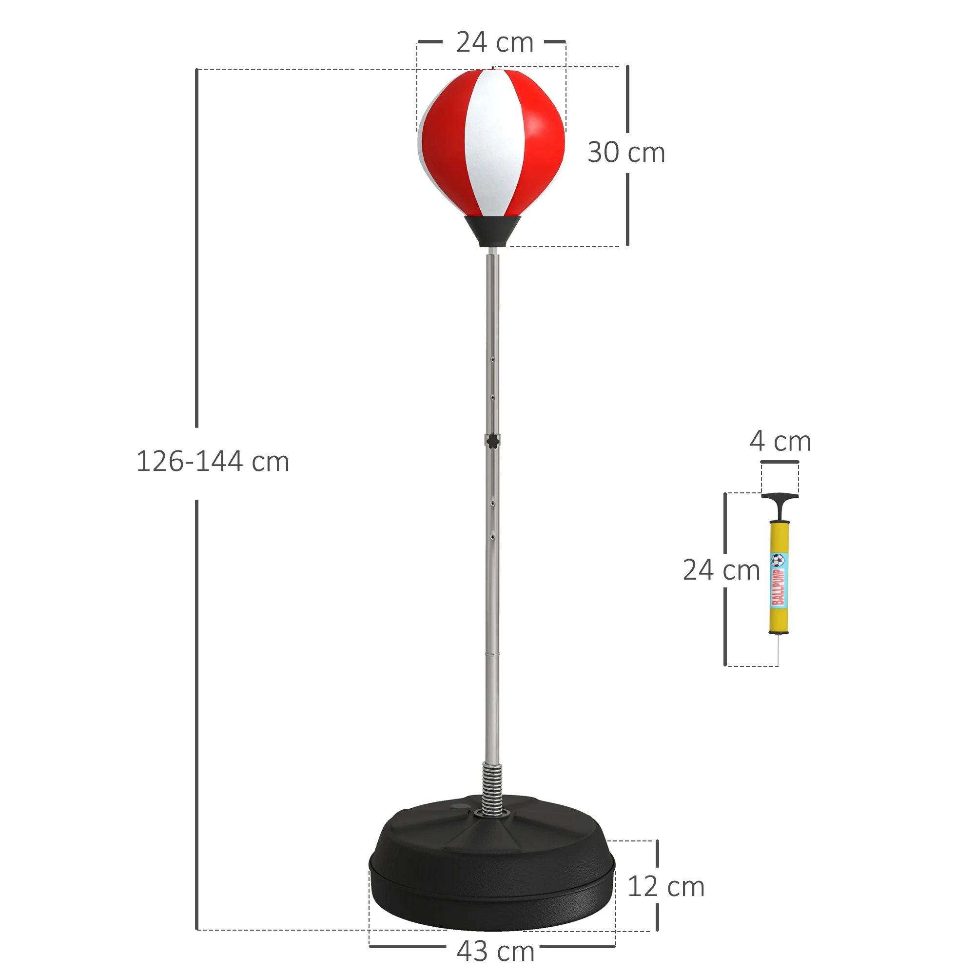 HOMCOM Punching Bag with Stand Boxing Bag Set with Adjustable Height Red - Image 5