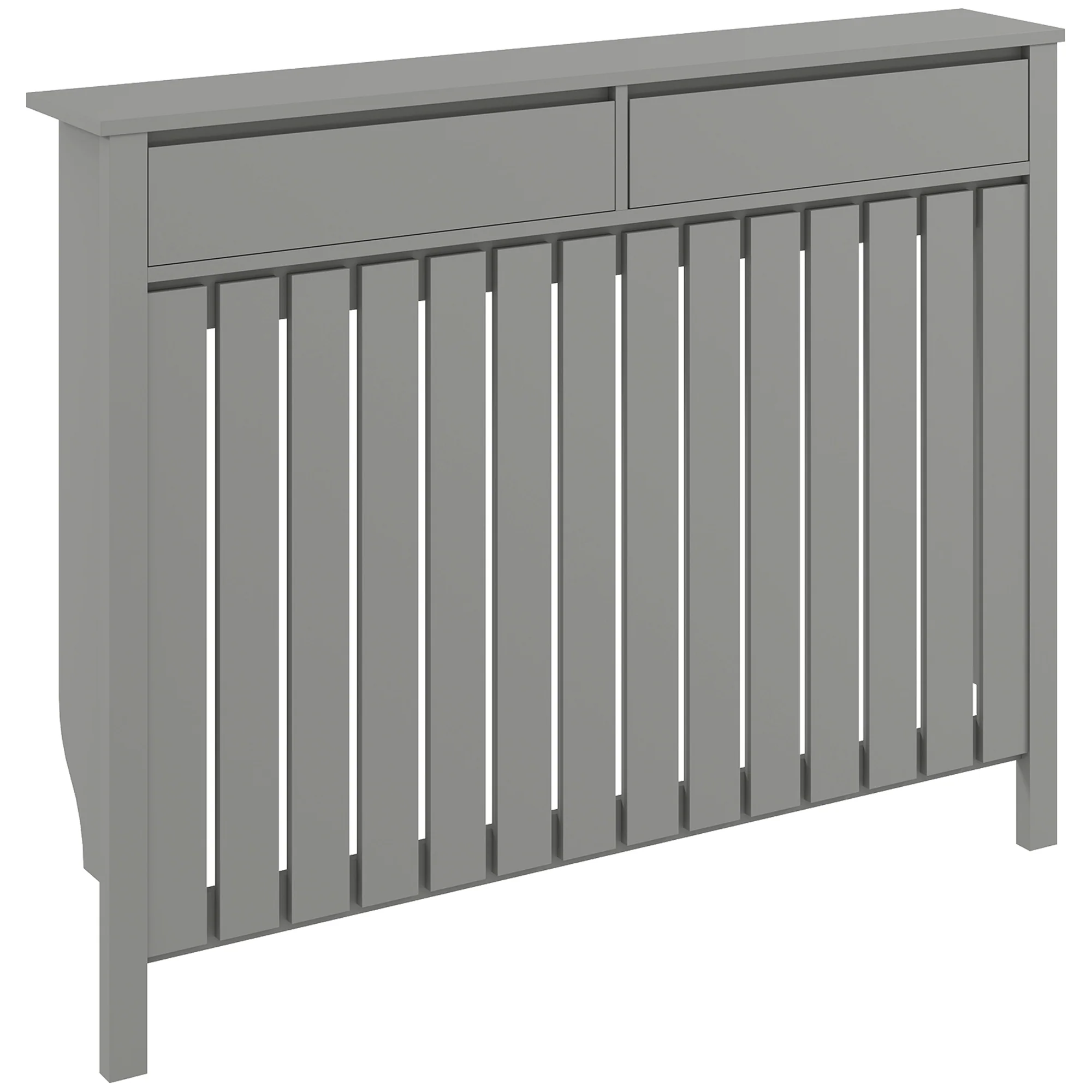 HOMCOM Radiator Cover With Drawer And Vertical Slats Grey - Image 10