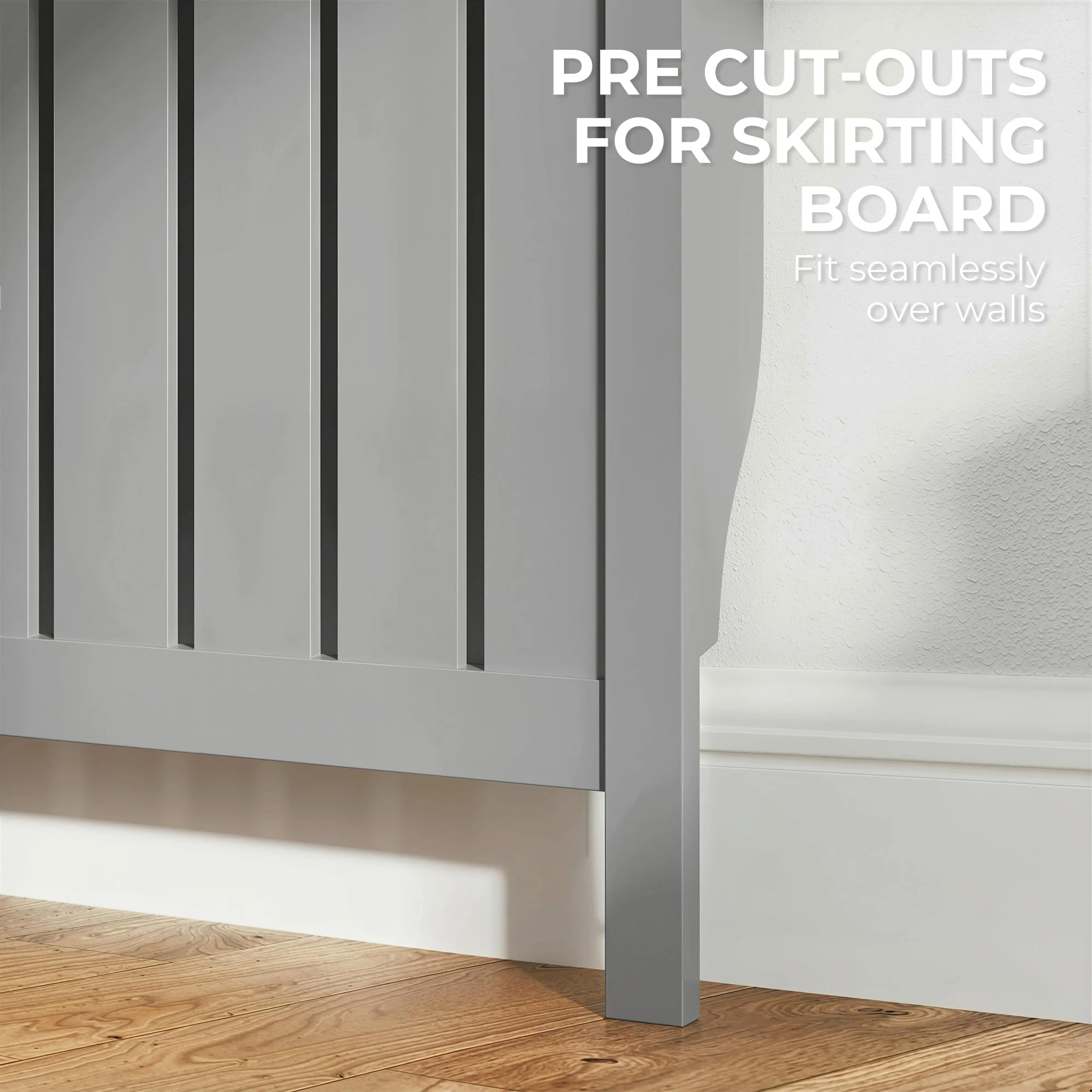 HOMCOM Radiator Cover With Drawer And Vertical Slats Grey - Image 16