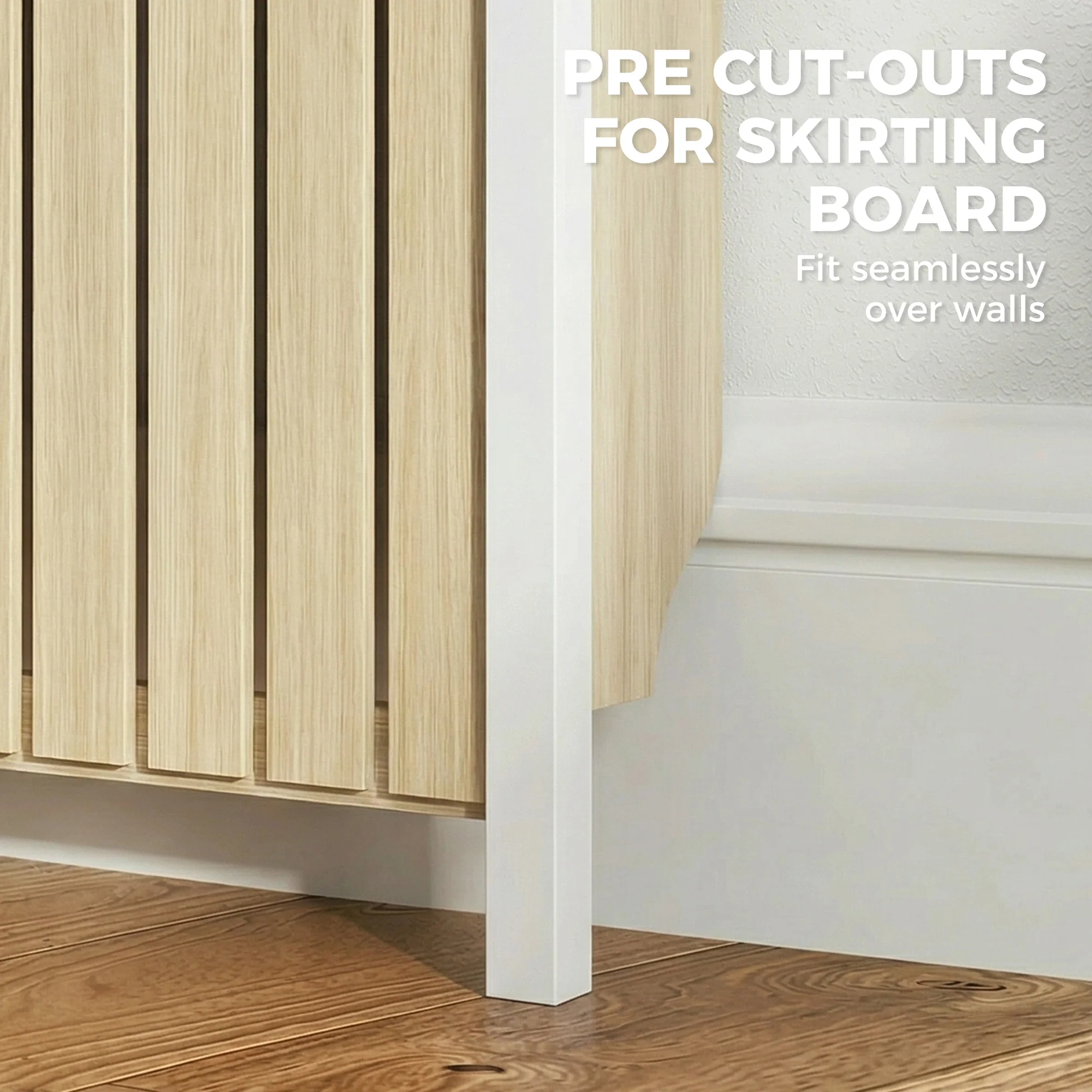 HOMCOM Radiator Cover with Drawer and Vertical Slats Oak - Image 16