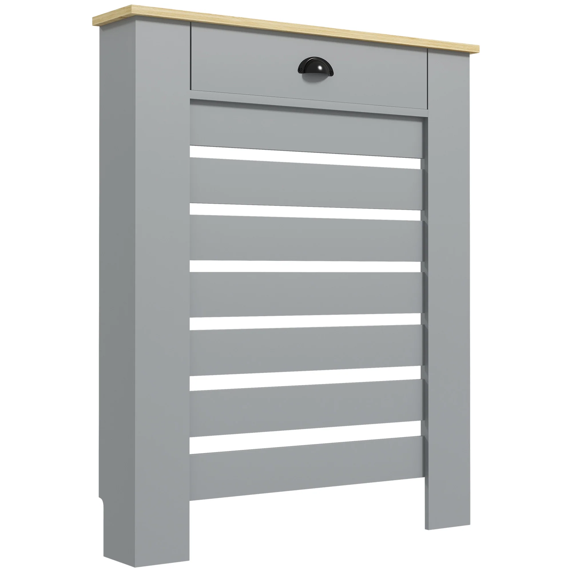 HOMCOM Radiator Cover With Drawer, Horizontal Slat