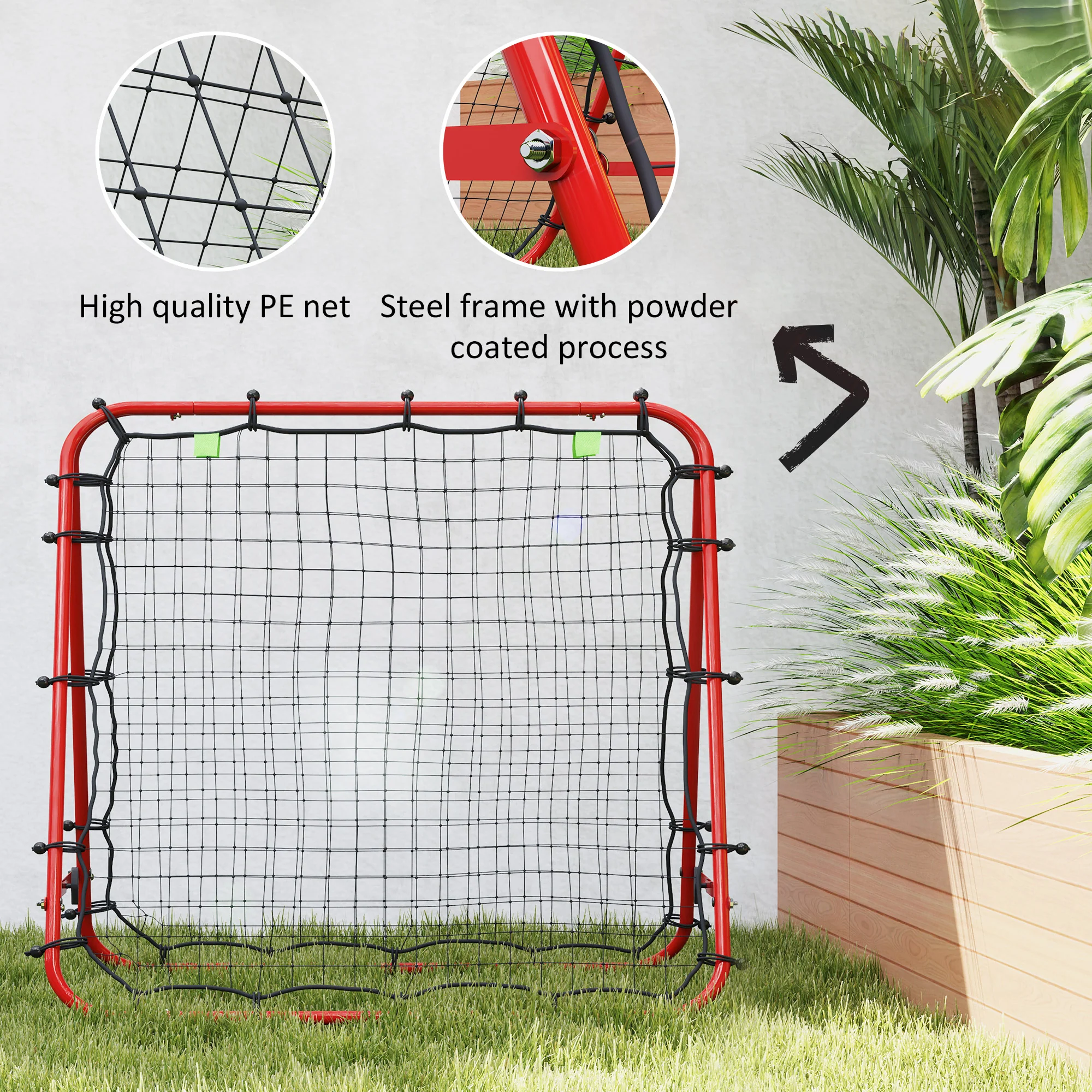 HOMCOM Rebounder Net Football Target Goal with Adjustable Angles, Red - Image 6