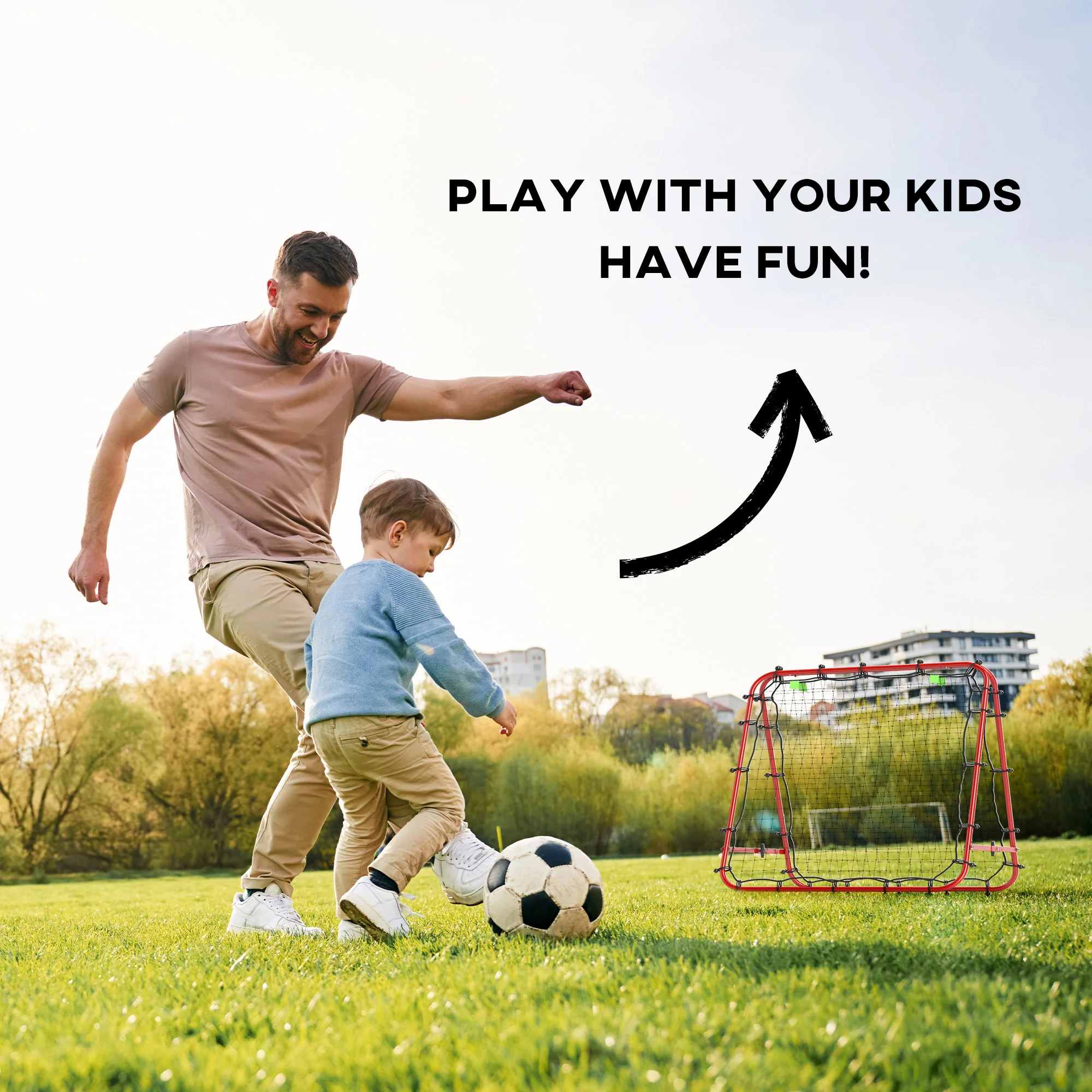 HOMCOM Rebounder Net Football Target Goal with Adjustable Angles, Red - Image 7