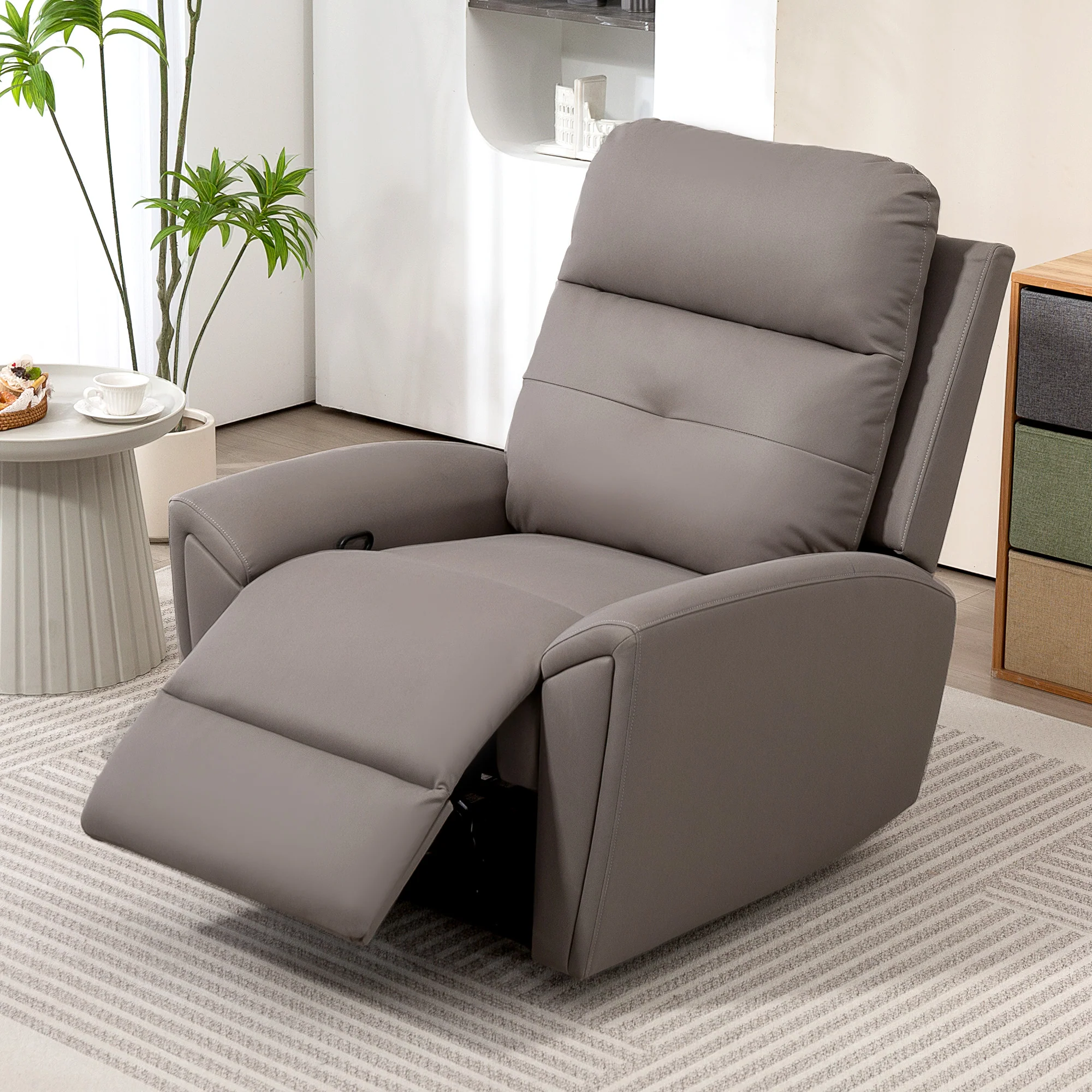 HOMCOM Recliner Armchair, Manual Reclining Chair for Living Room, Grey - Image 9