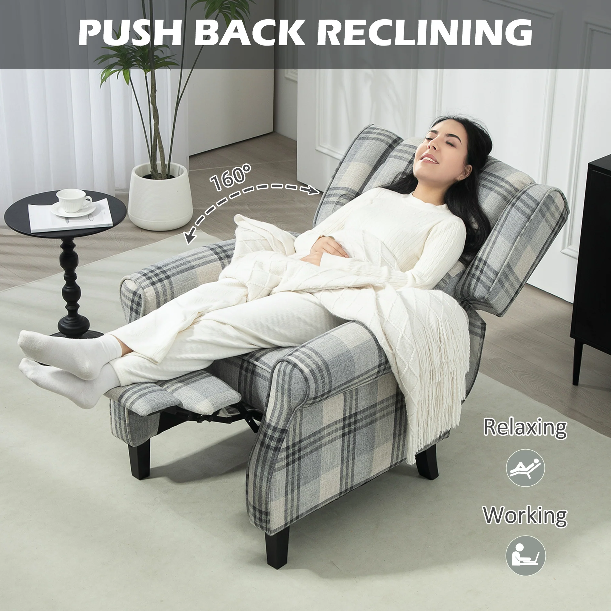 HOMCOM Recliner Chair For Living Room Wingback Chair With Padded Armrest - Image 12