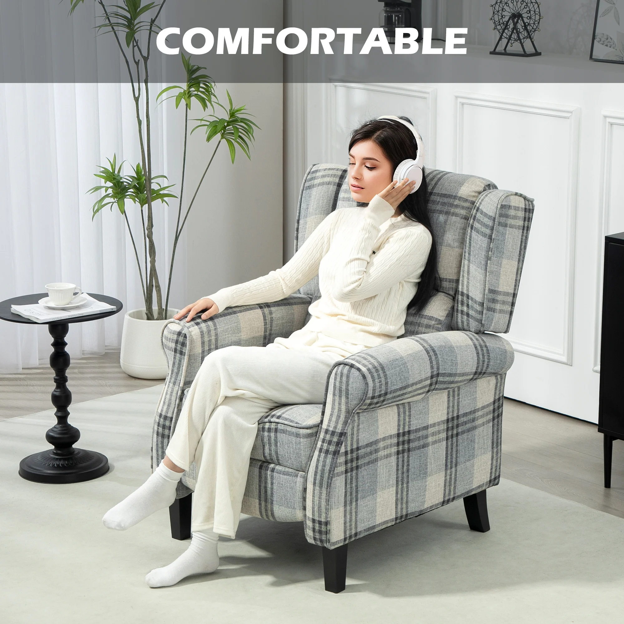 HOMCOM Recliner Chair For Living Room Wingback Chair With Padded Armrest - Image 13
