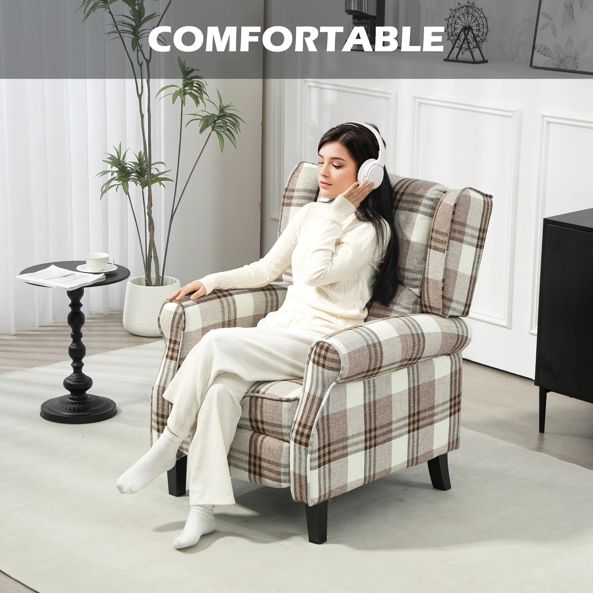 HOMCOM Recliner Chair For Living Room Wingback Chair With Padded Armrest - Image 4