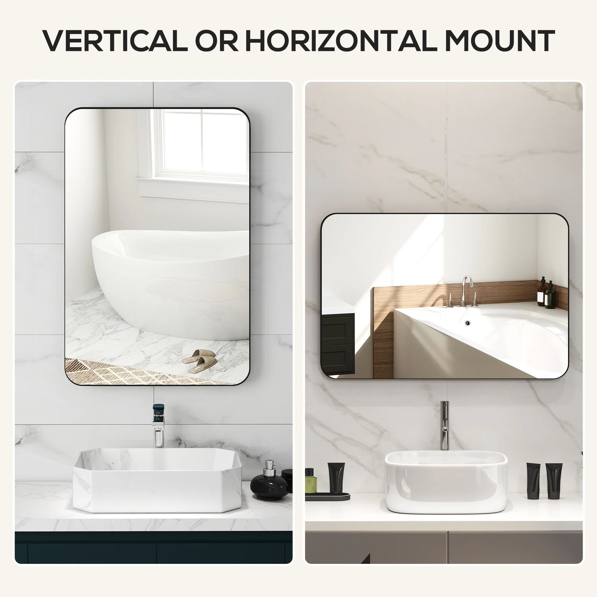 HOMCOM Rectangle Mirror, Wall Mirror with Steel Frame for Bathroom, Black - Image 12