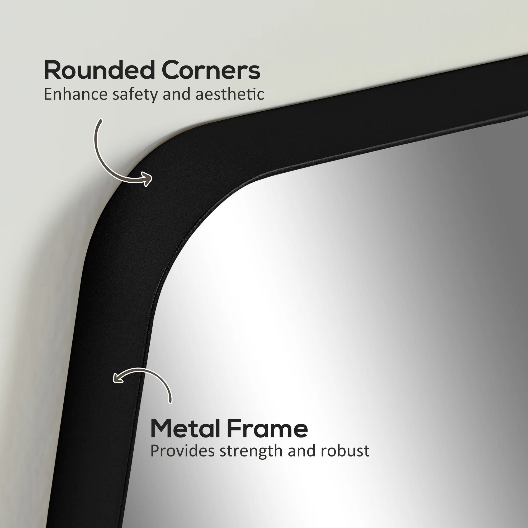 HOMCOM Rectangle Mirror, Wall Mirror with Steel Frame for Bathroom, Black - Image 13
