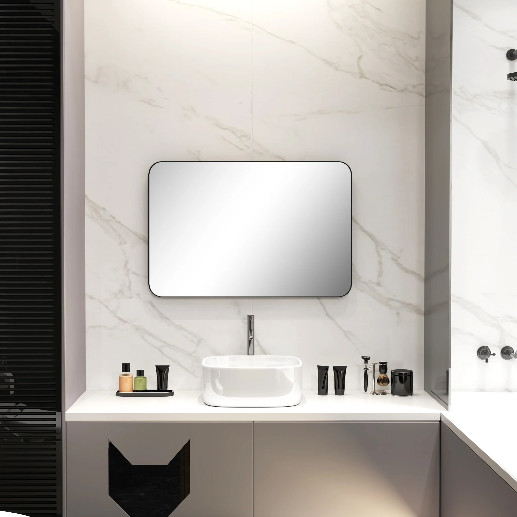 HOMCOM Rectangle Mirror, Wall Mirror with Steel Frame for Bathroom, Black - Image 16