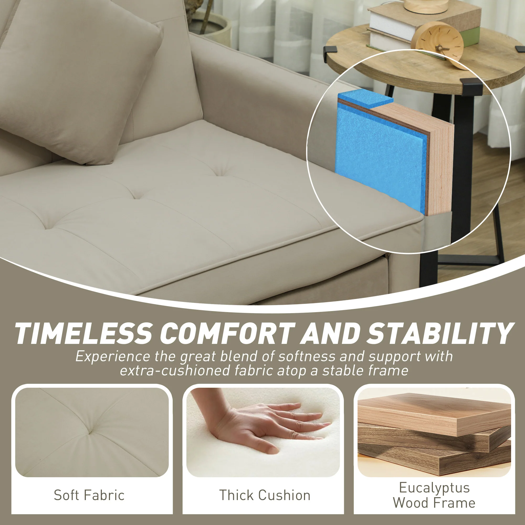 HOMCOM Reversible L-Shaped Sectional Sofa Bed with Cushions - Image 8