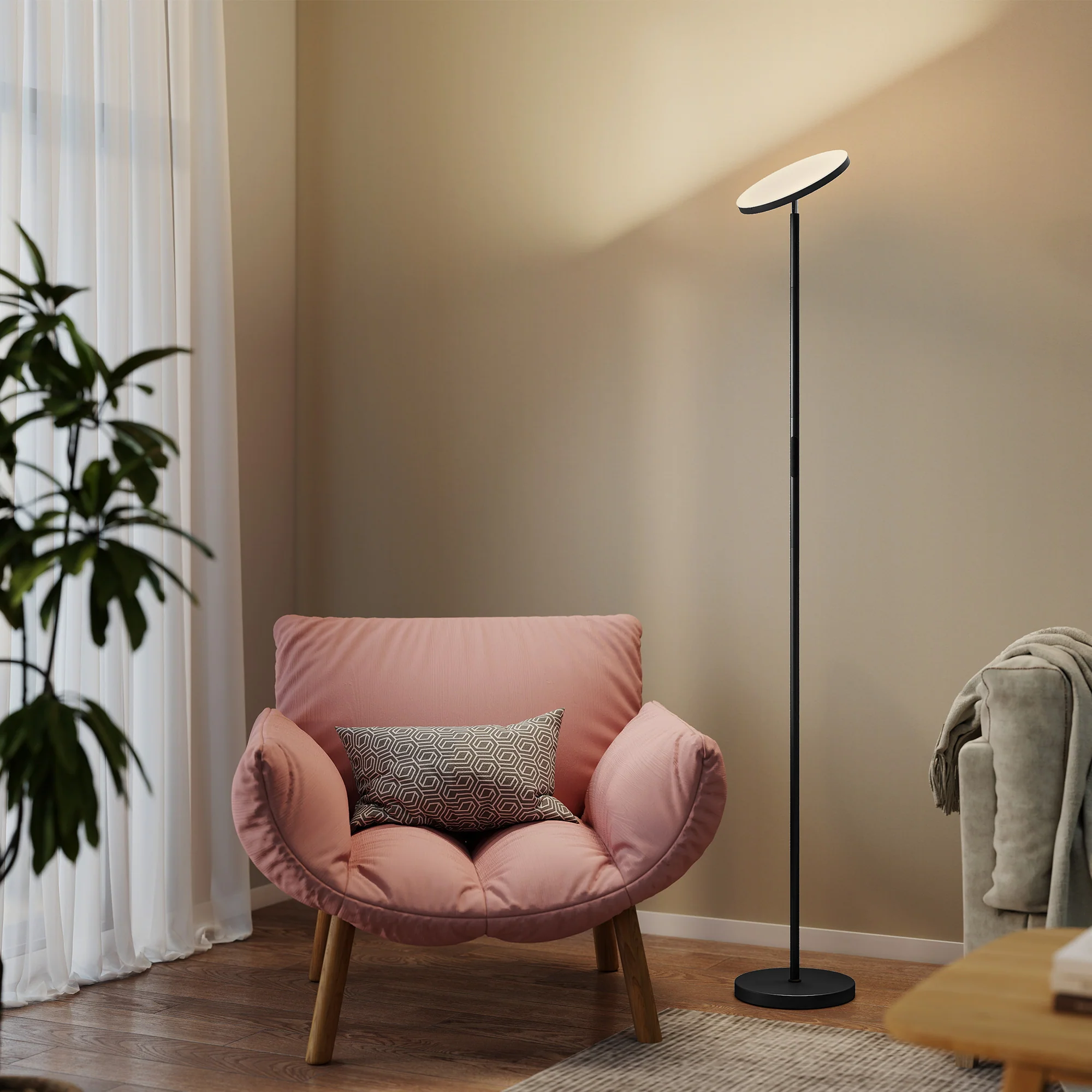 HOMCOM RGB Floor Lamp With Rotatable Head, Modern Standing Lamp, Black - Image 2
