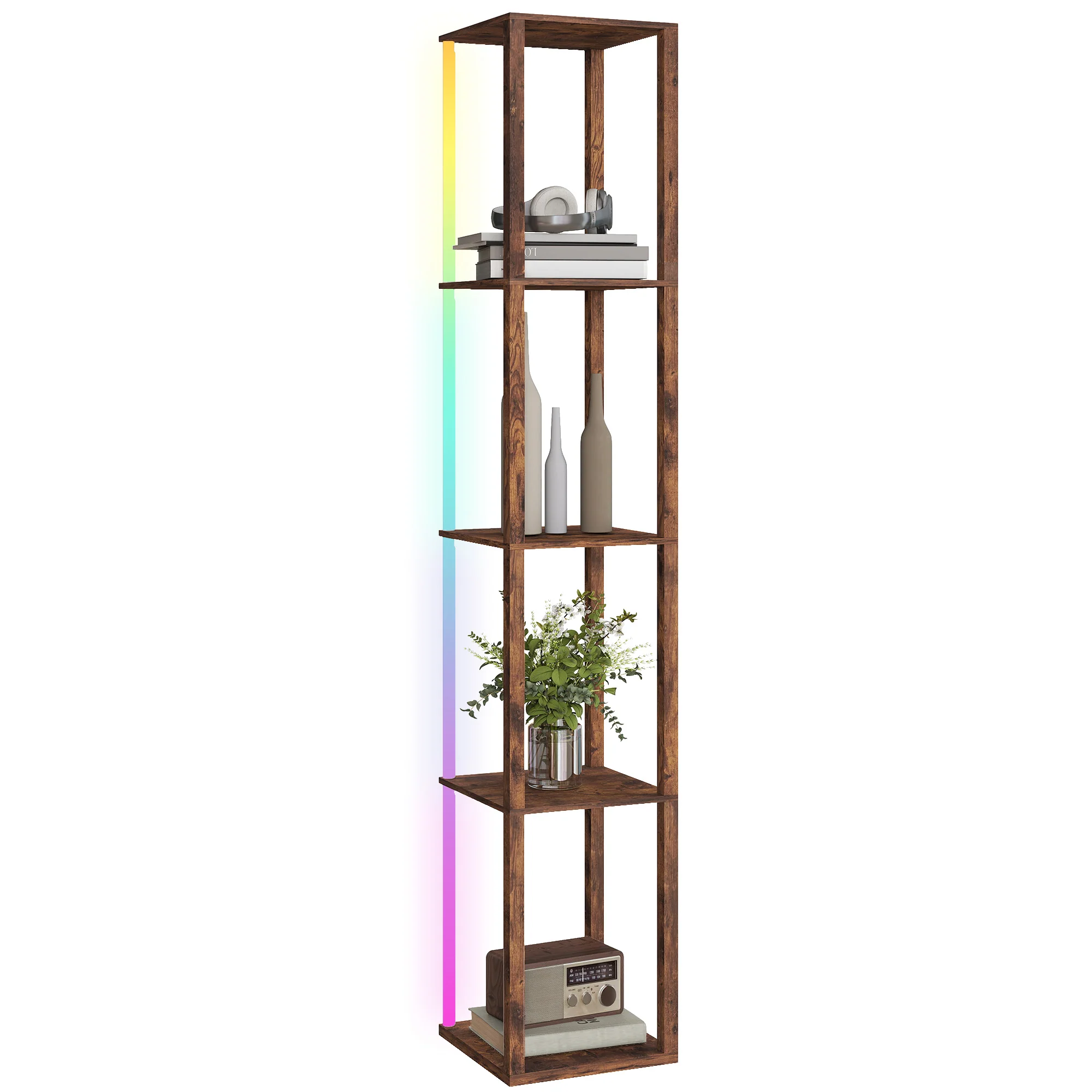 HOMCOM RGB LED Floor Lamp With Shelves And Remote Control For Bedroom - Image 37