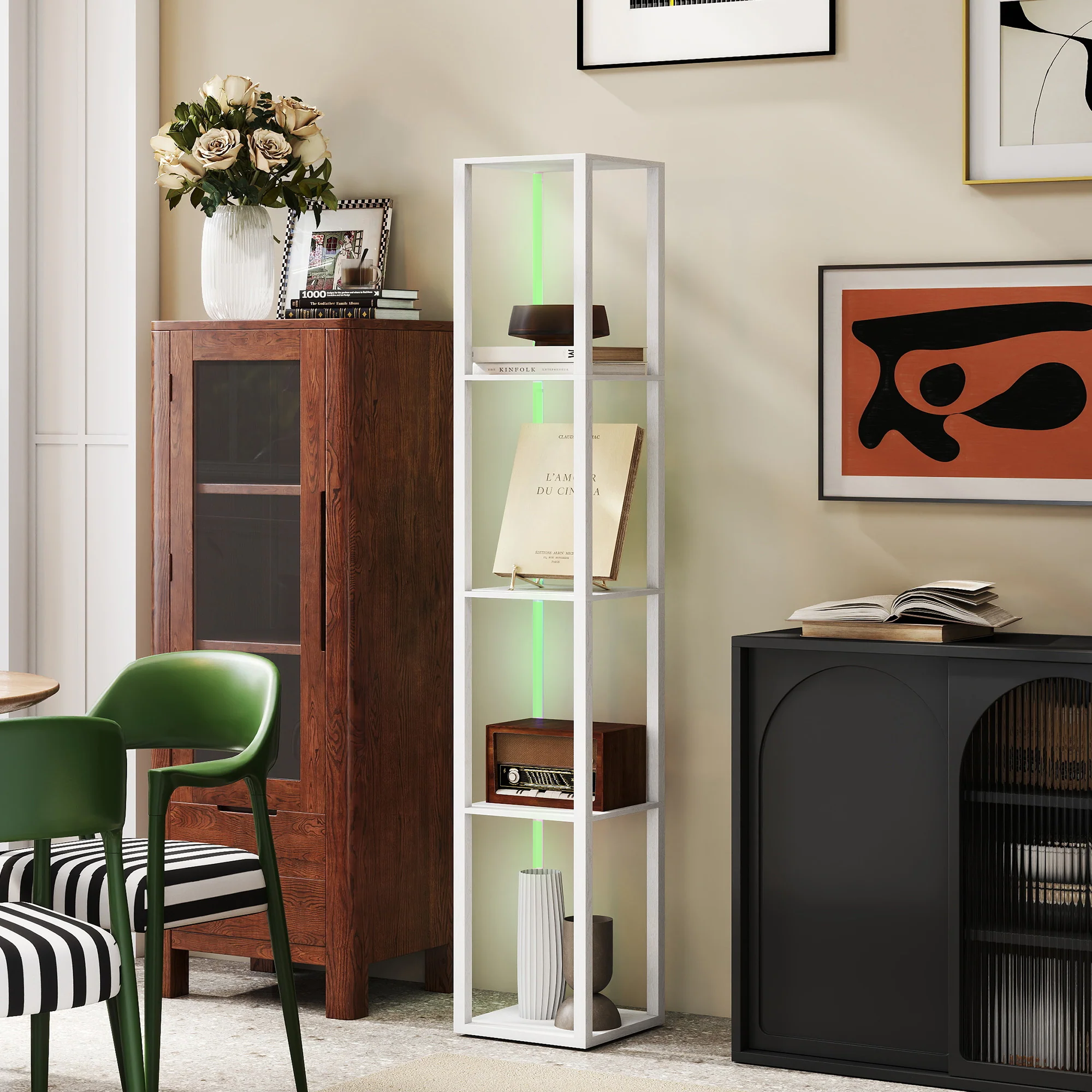 HOMCOM RGB LED Floor Lamp With Shelves And Remote Control For Bedroom - Image 52