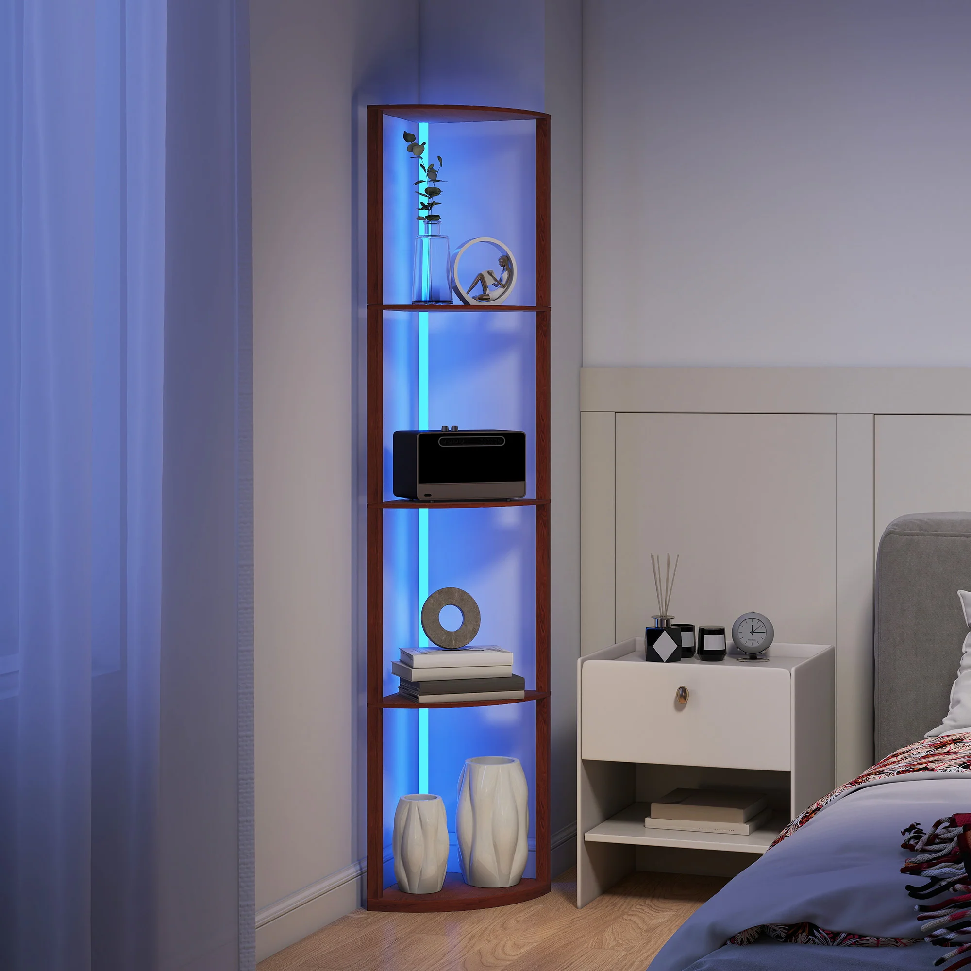 HOMCOM RGB LED Floor Lamp With Shelves And Remote Control For Living Room - Image 26