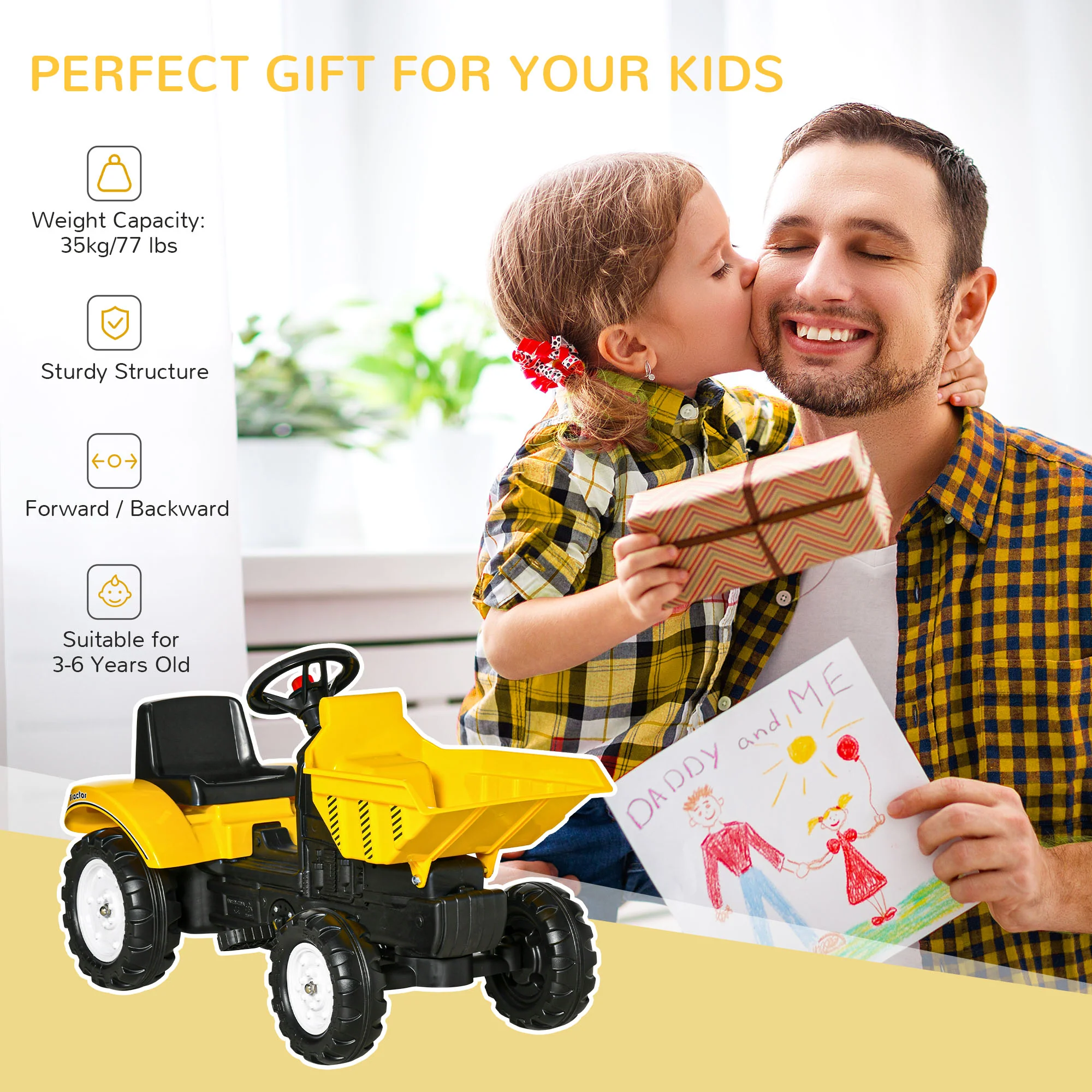 HOMCOM Ride On Tractor No Power For Kids With Manual Control Bucket - Image 4