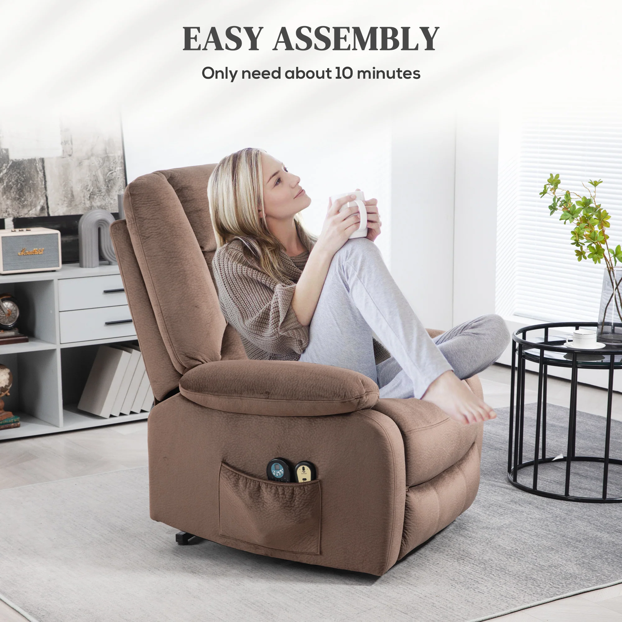 HOMCOM Riser And Recliner Chair Lift Chair With Vibration Massage, Heat, Grey - Image 16