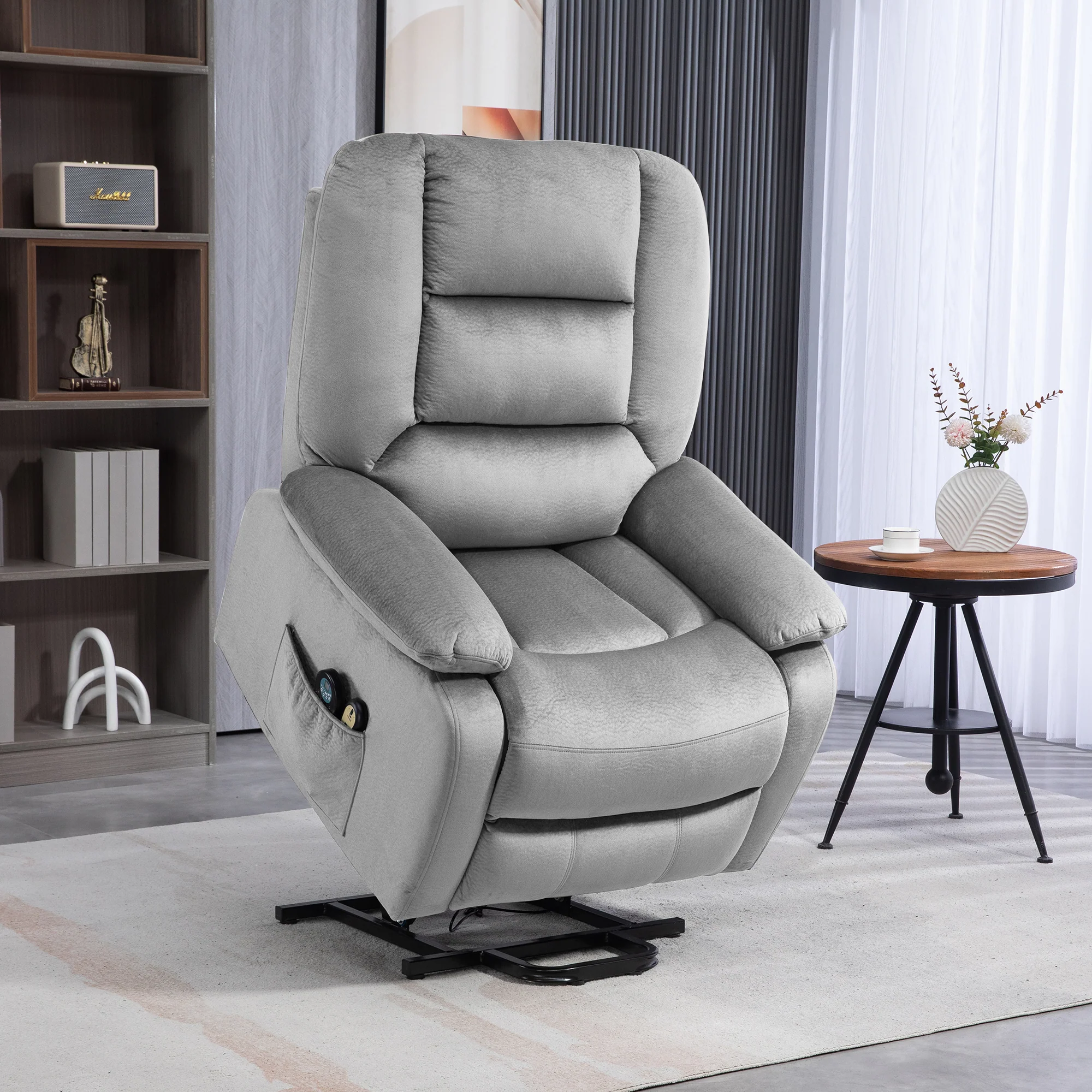HOMCOM Riser And Recliner Chair Lift Chair With Vibration Massage, Heat, Grey - Image 2