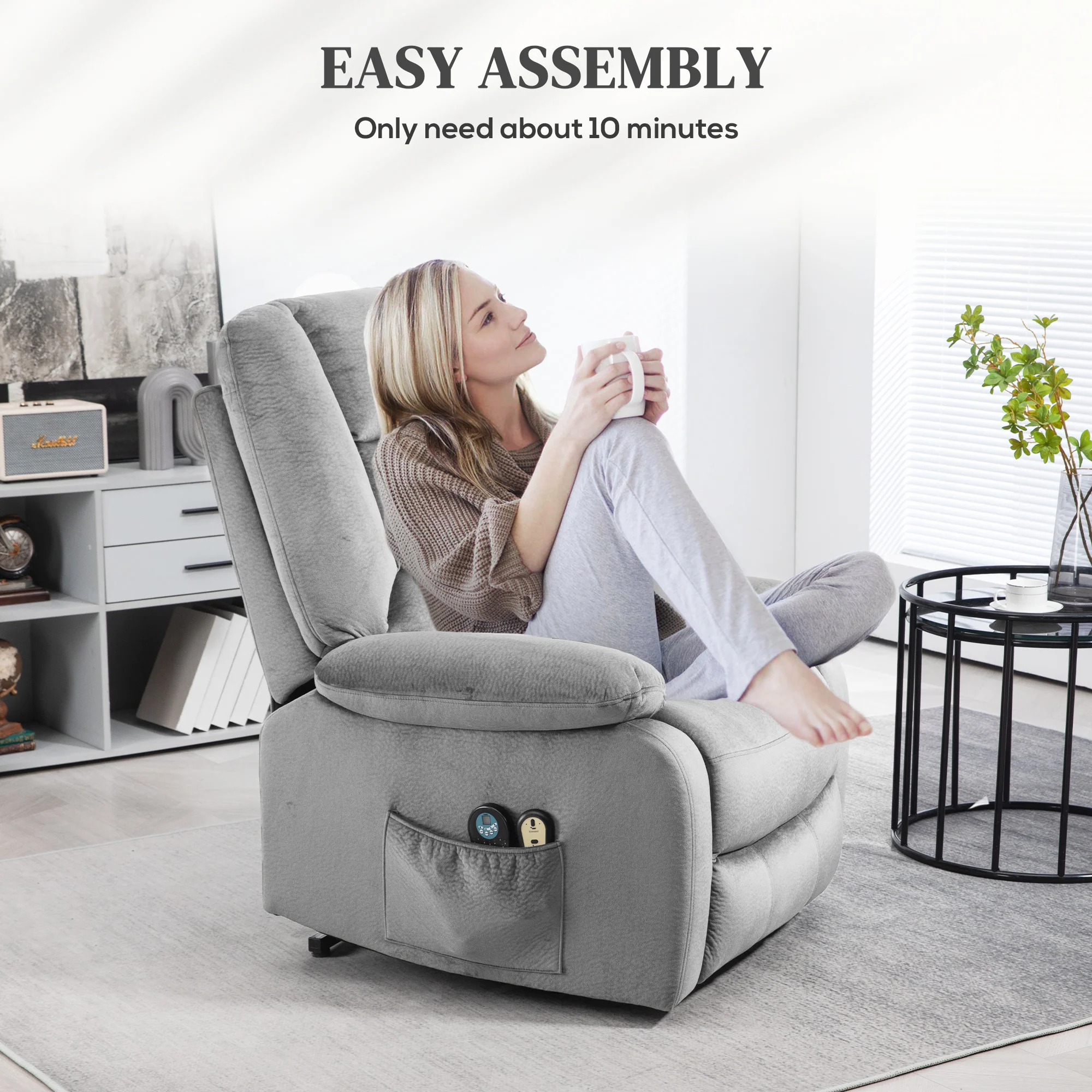 HOMCOM Riser And Recliner Chair Lift Chair With Vibration Massage, Heat, Grey - Image 8